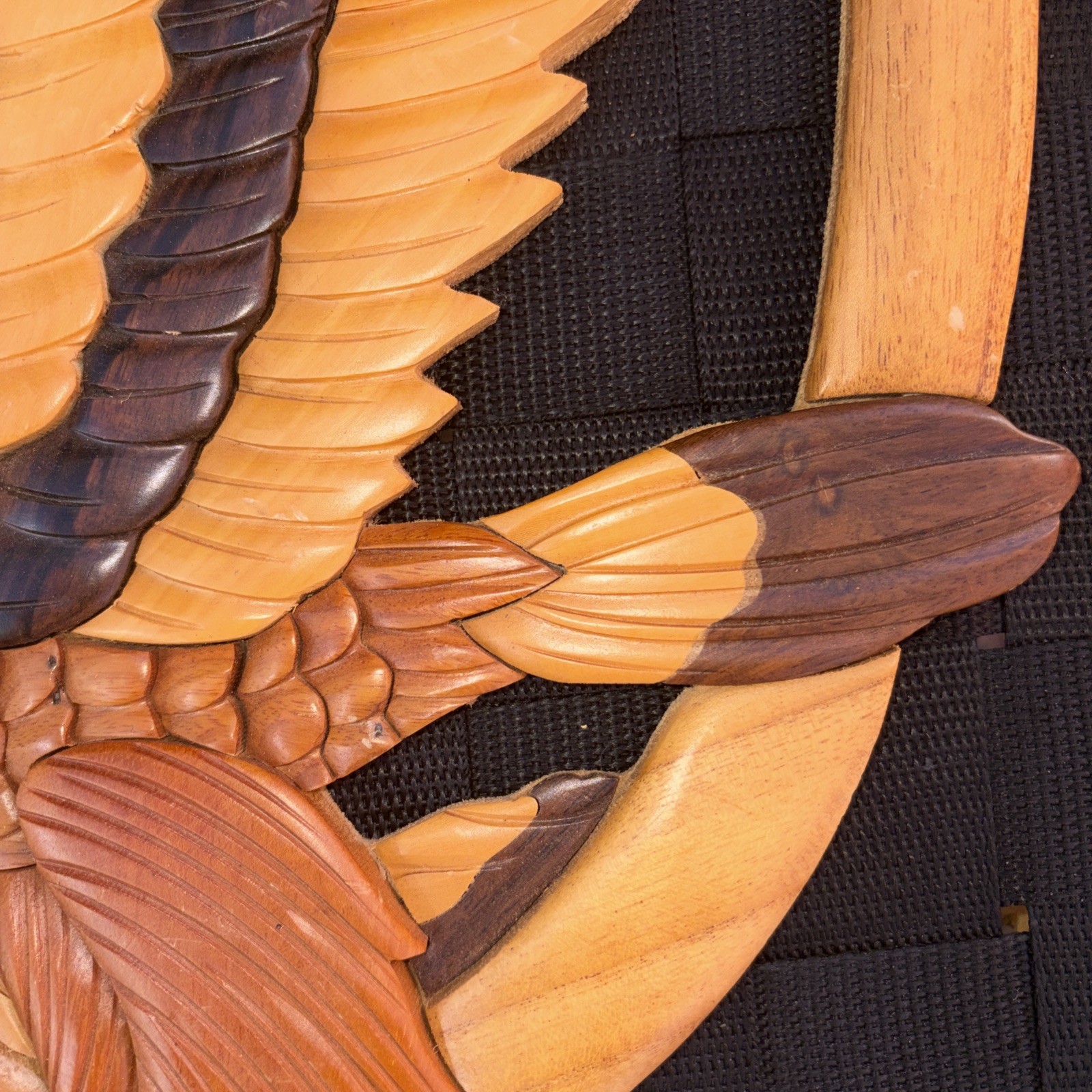Flying Eagle Intarsia wood wall hanging hand crafted home decor 16”x 10″ x 0.5″