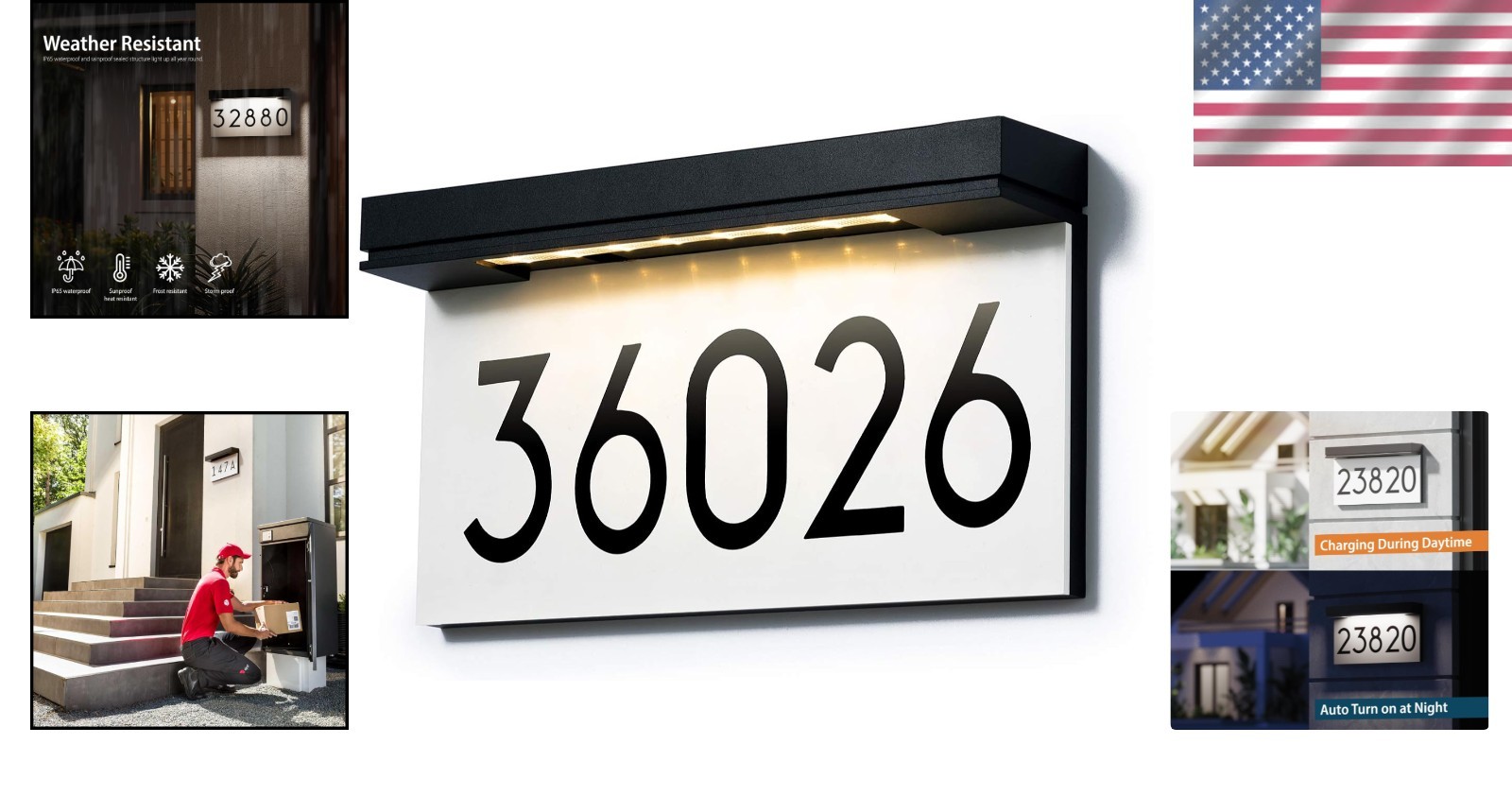 Outdoor LED Address Plaque, Warm White Illumination