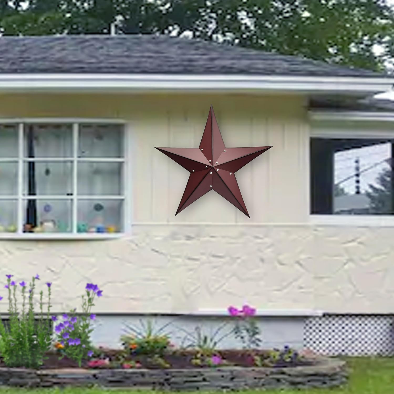 24″ Rustic Metal Barn Star Wall Decor-Handmade Red Barn Stars Indoor or Outdoor