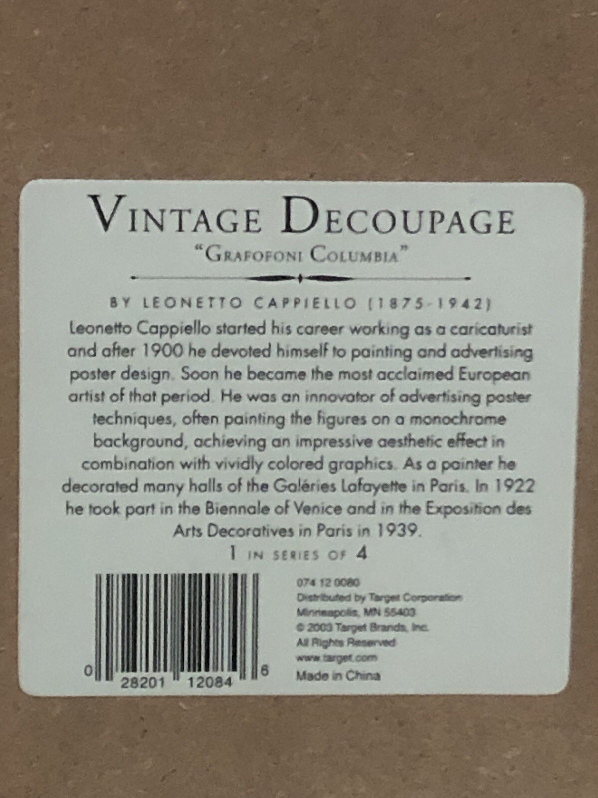 Vintage Art Deco Style Decoupage “Grafofoni Columbia” Wall Plaque Hanger 2003