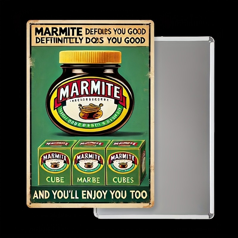 1pc Vintage Marmite Tin Metal Signs (7.8×11.8in) – Humorous Retro Decor for Home