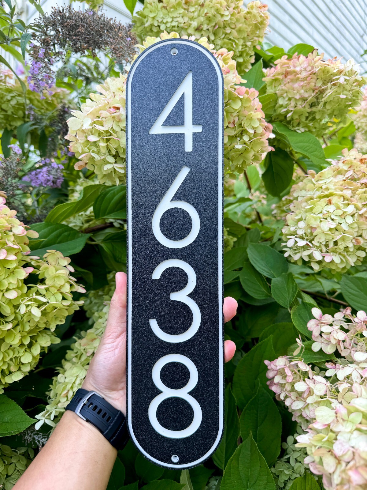 Modern House Numbers Address Sign Black with White Numbers Vertical Plaque 3.5″W