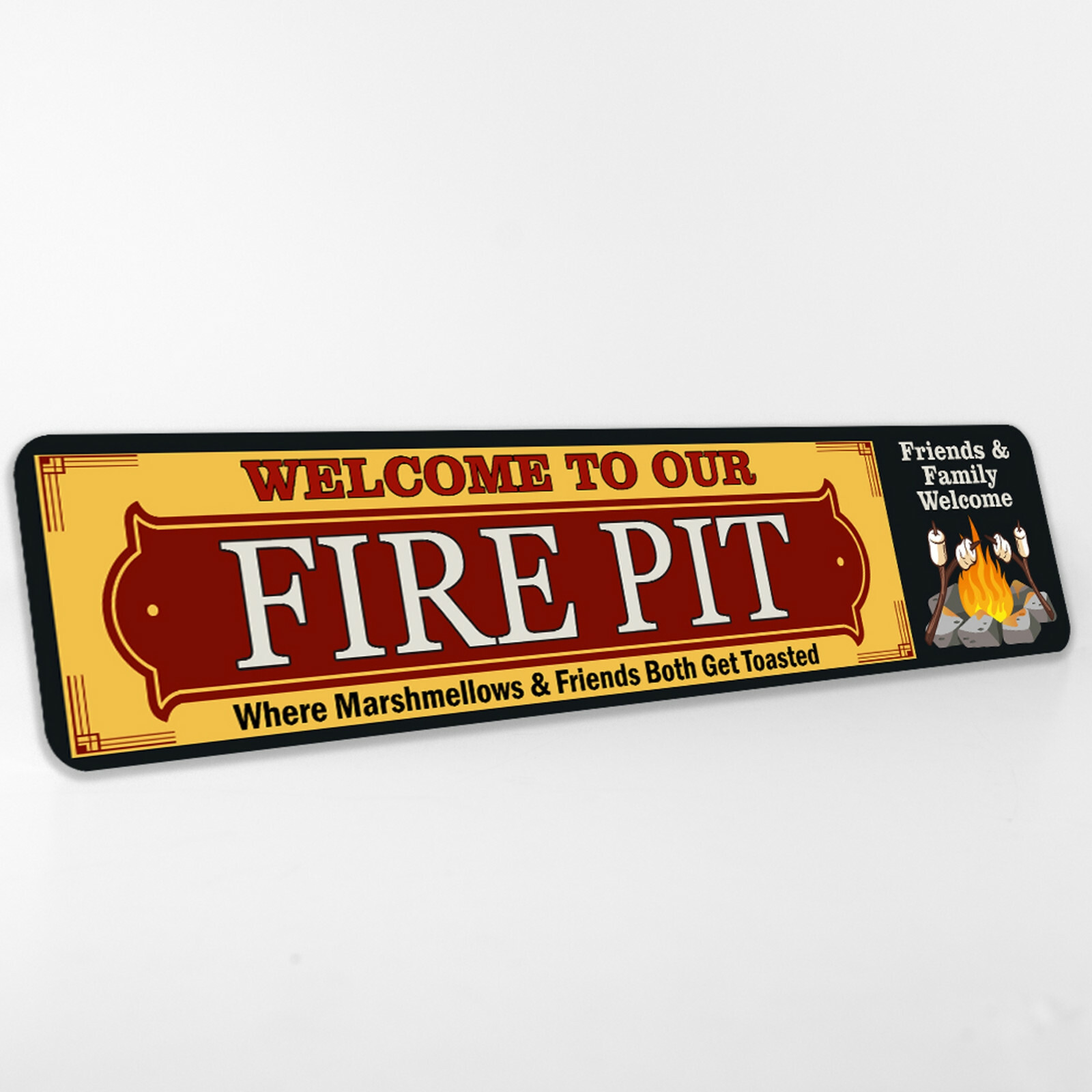 Welcome Fire Pit Decor Metal Sign Backyard BBQ Family Gift 4×18 104182001014