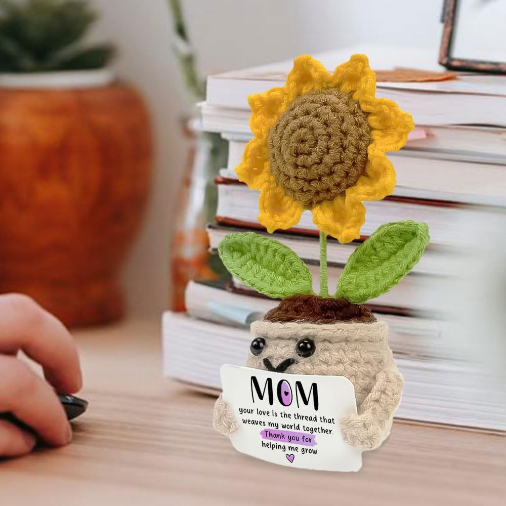 Crochet Sunflower Mothers Day Gift for Mom Thank You for Helping Me Grow