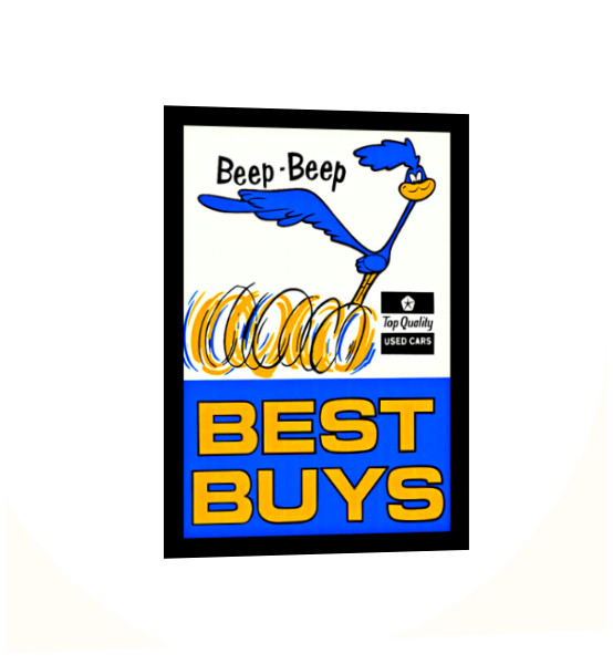 Plymouth Road Runner Sign Sticker “Beep Beep** Rectangular 5 Sizes