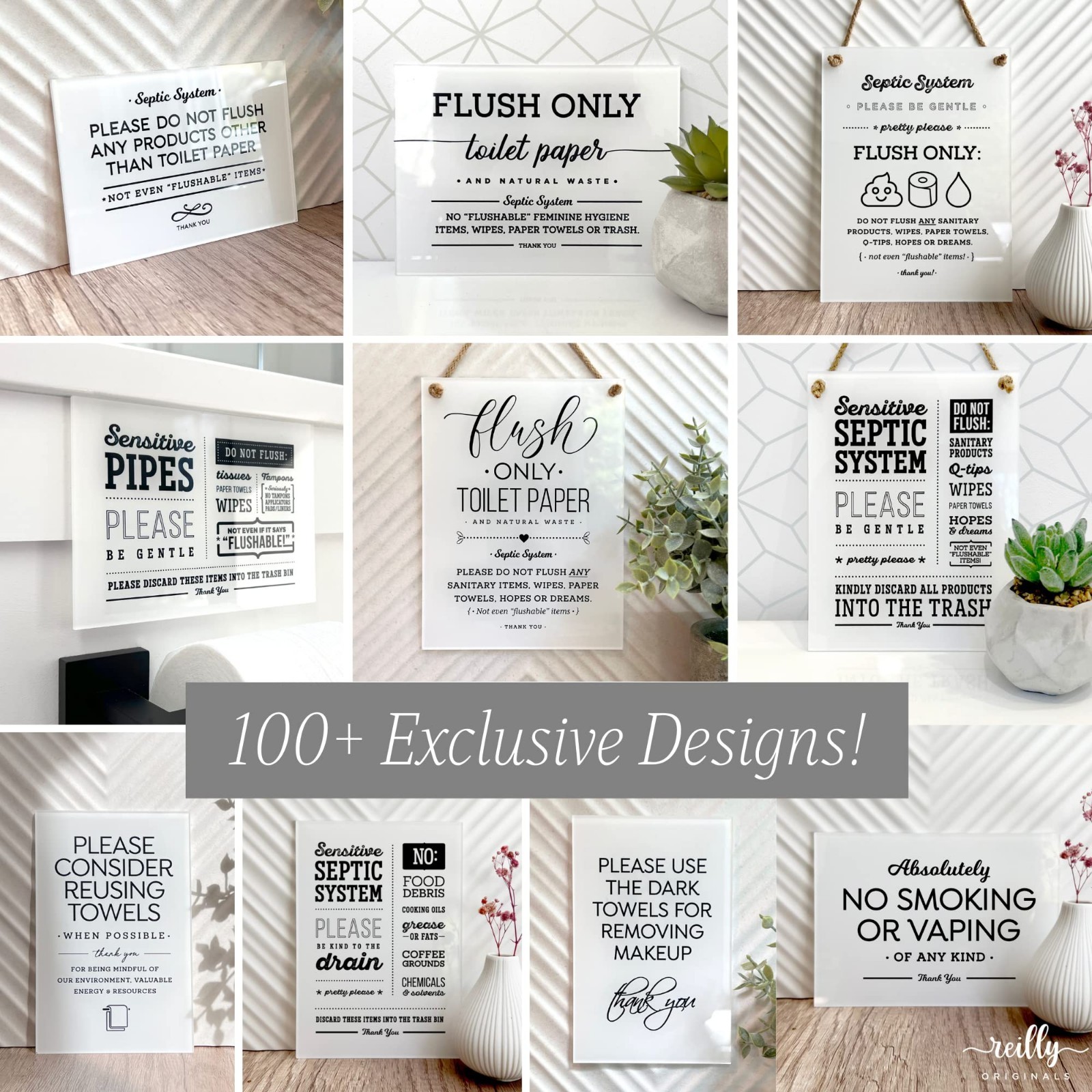 Elegant 3.5×5 Inch Acrylic Bathroom Sign – Washable, Adhesive, Premium Glossy Fi