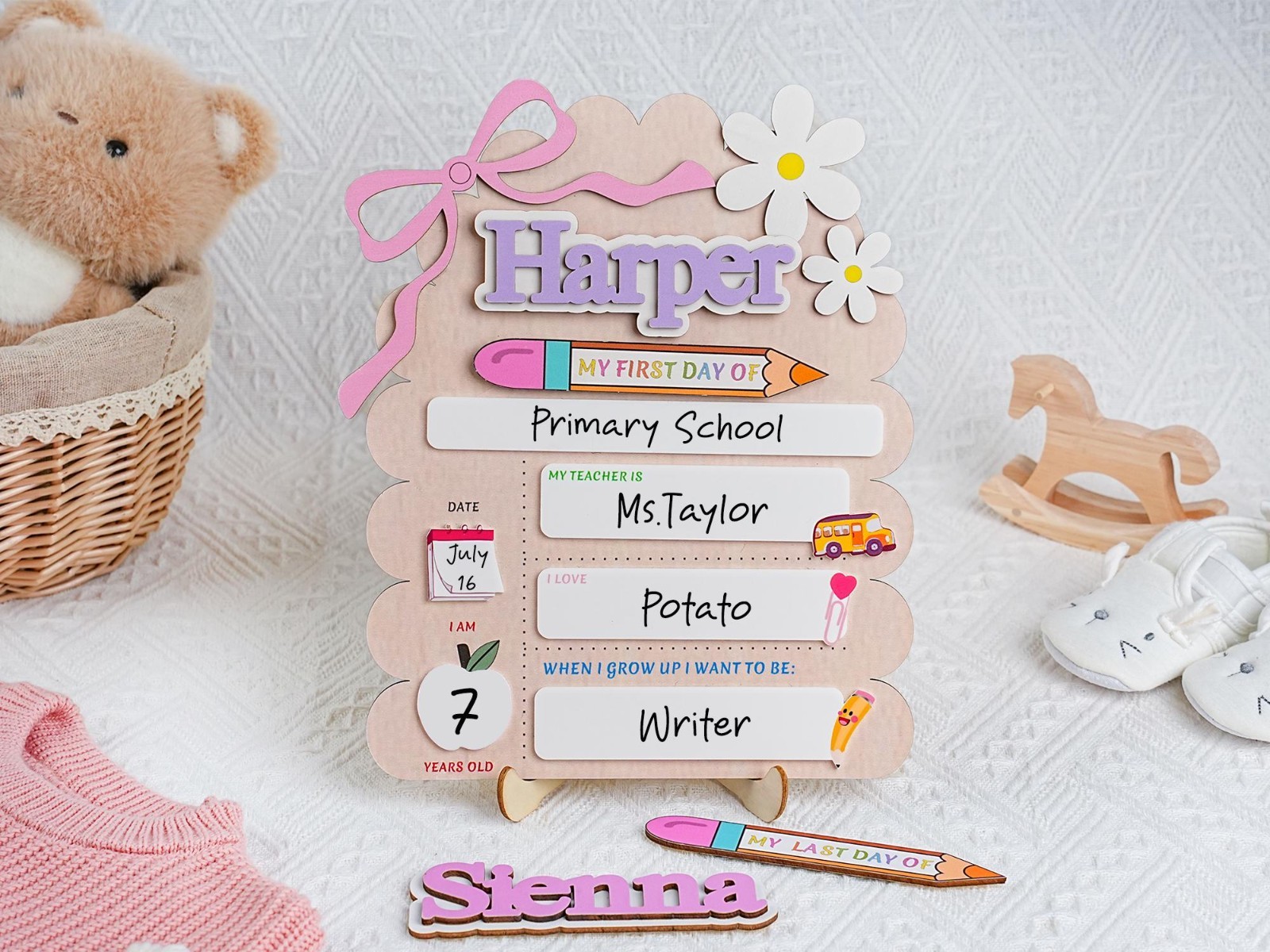 Custom First Day of School Sign, Personalized Reusable School Board
