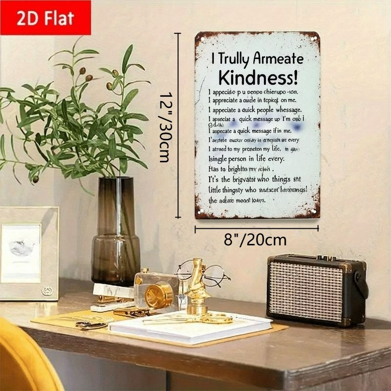 Kindness Appreciation Retro Metal Sign Inspirational Wall Decor for Home/Office