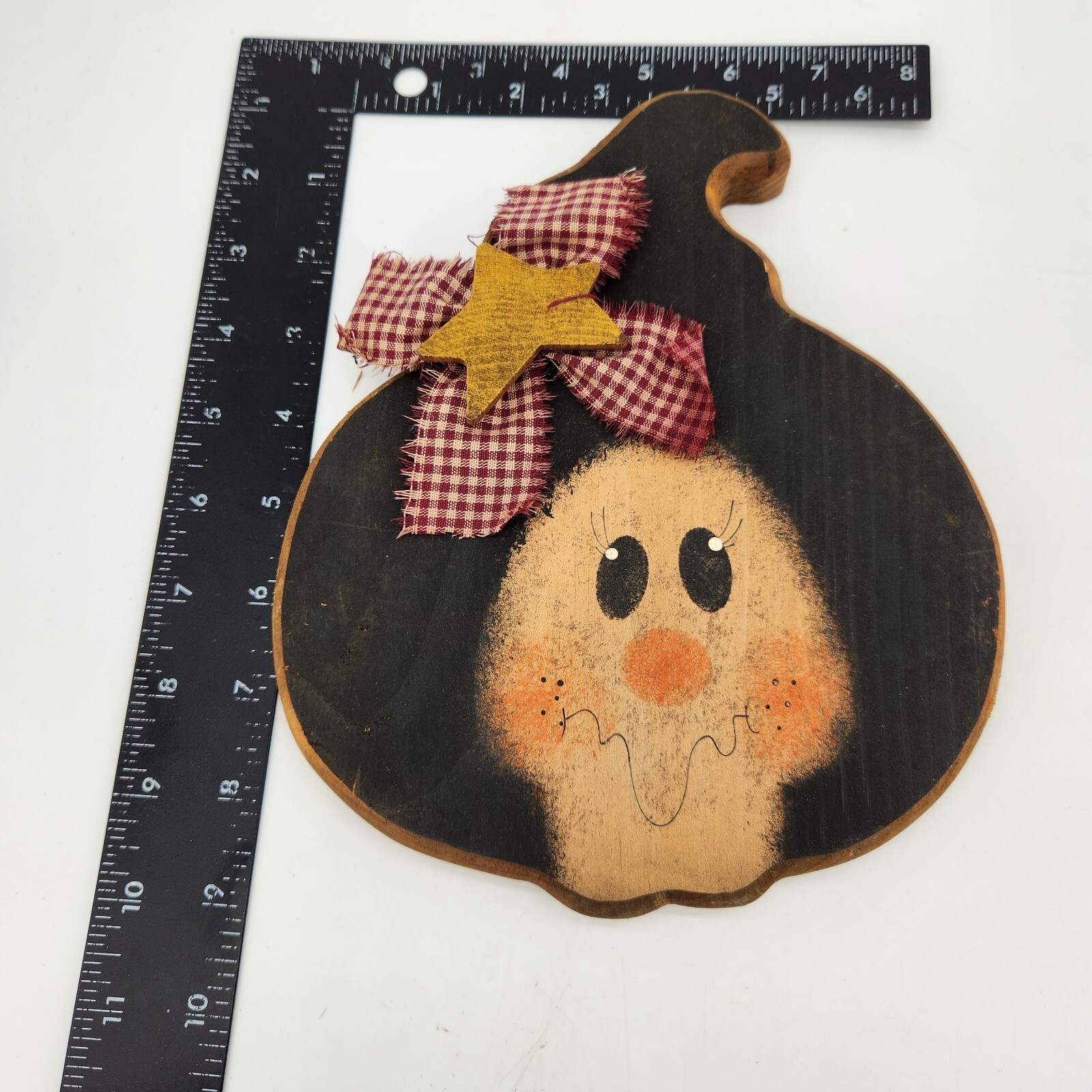 Handcrafted Handpainted Wood Cut Out Scarecrow Face & Hat FALL AUTUMN DECOR