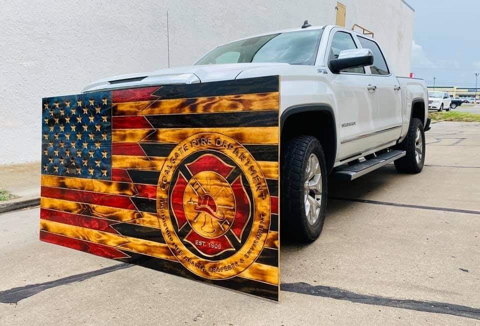 🇺🇸 Custom Carved Wooden American Flag – 24″x48″ – Handmade Rustic USA Wall Art