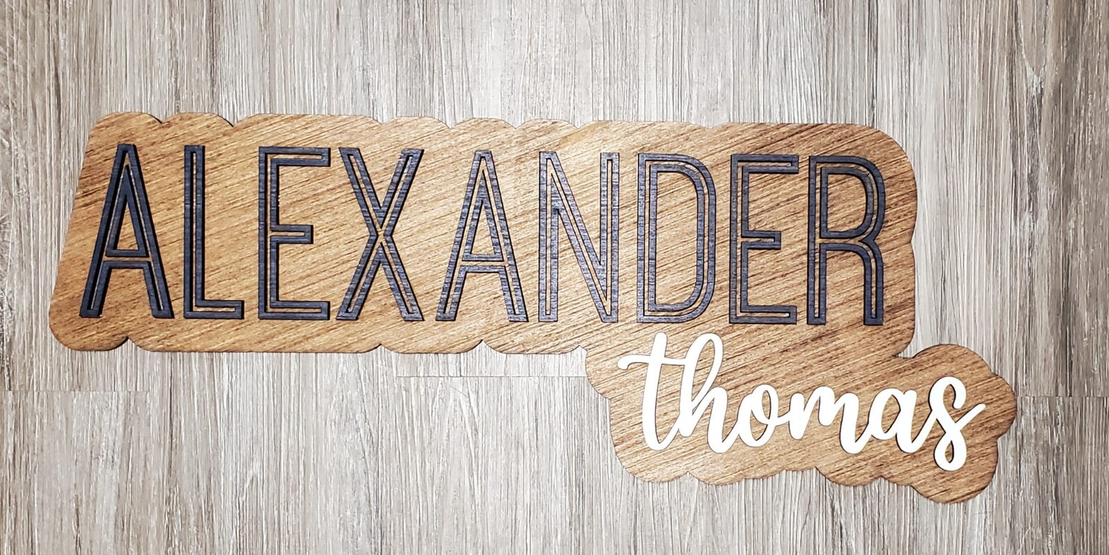 Custom Cursive Wooden Name Sign, Baby Name Wooden Kids Room Decor Art