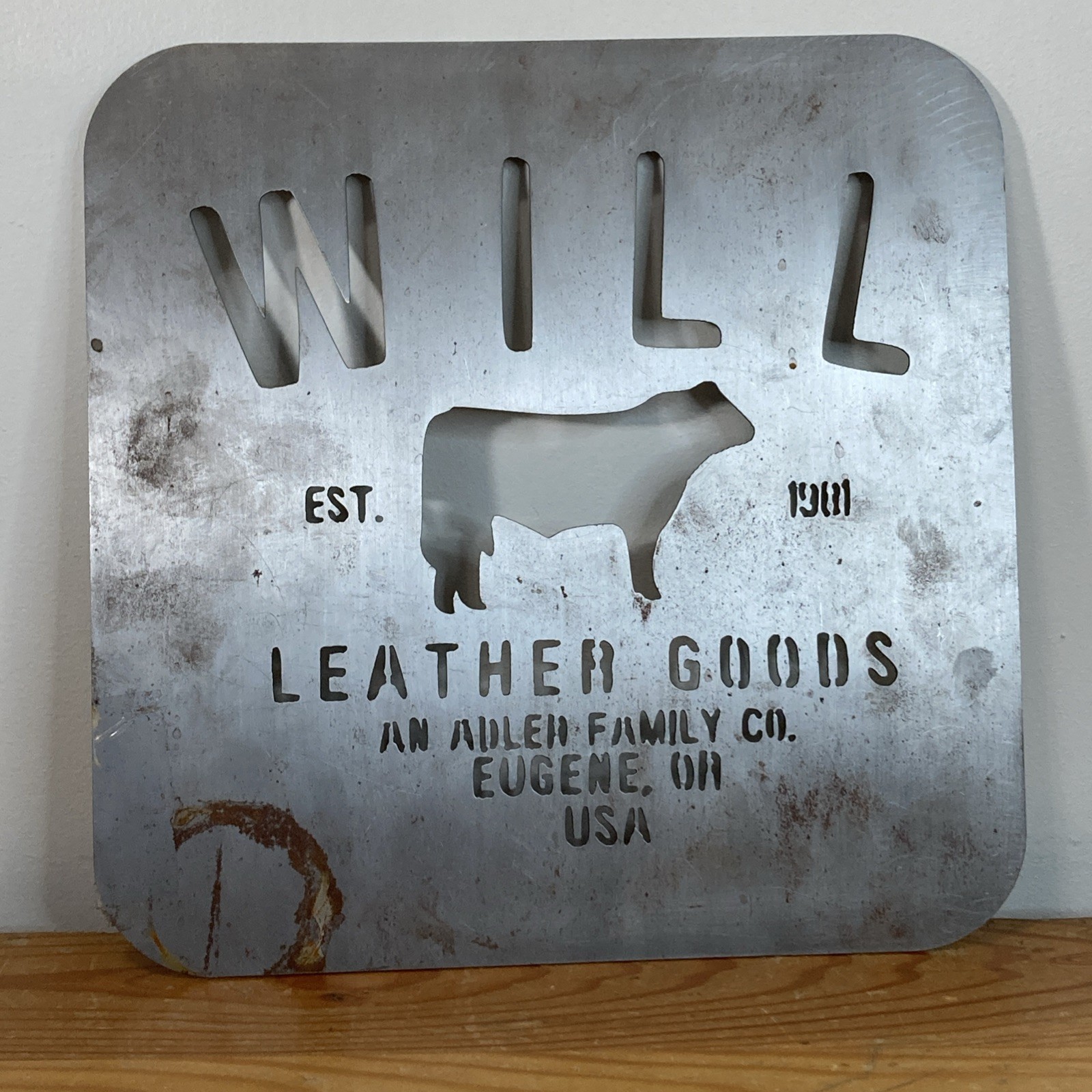 Will Leather Goods Meta Sign Decoration Wall Hanging Western Cow Decor Rustic a1