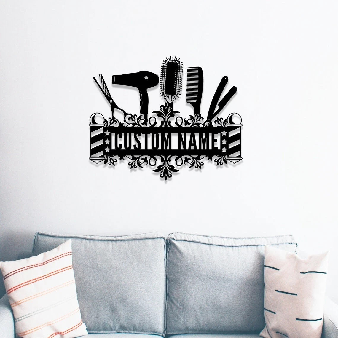 Personalized Hair Stylist Metal Sign Custom Name Hair Salon Barber Wall Art Deco