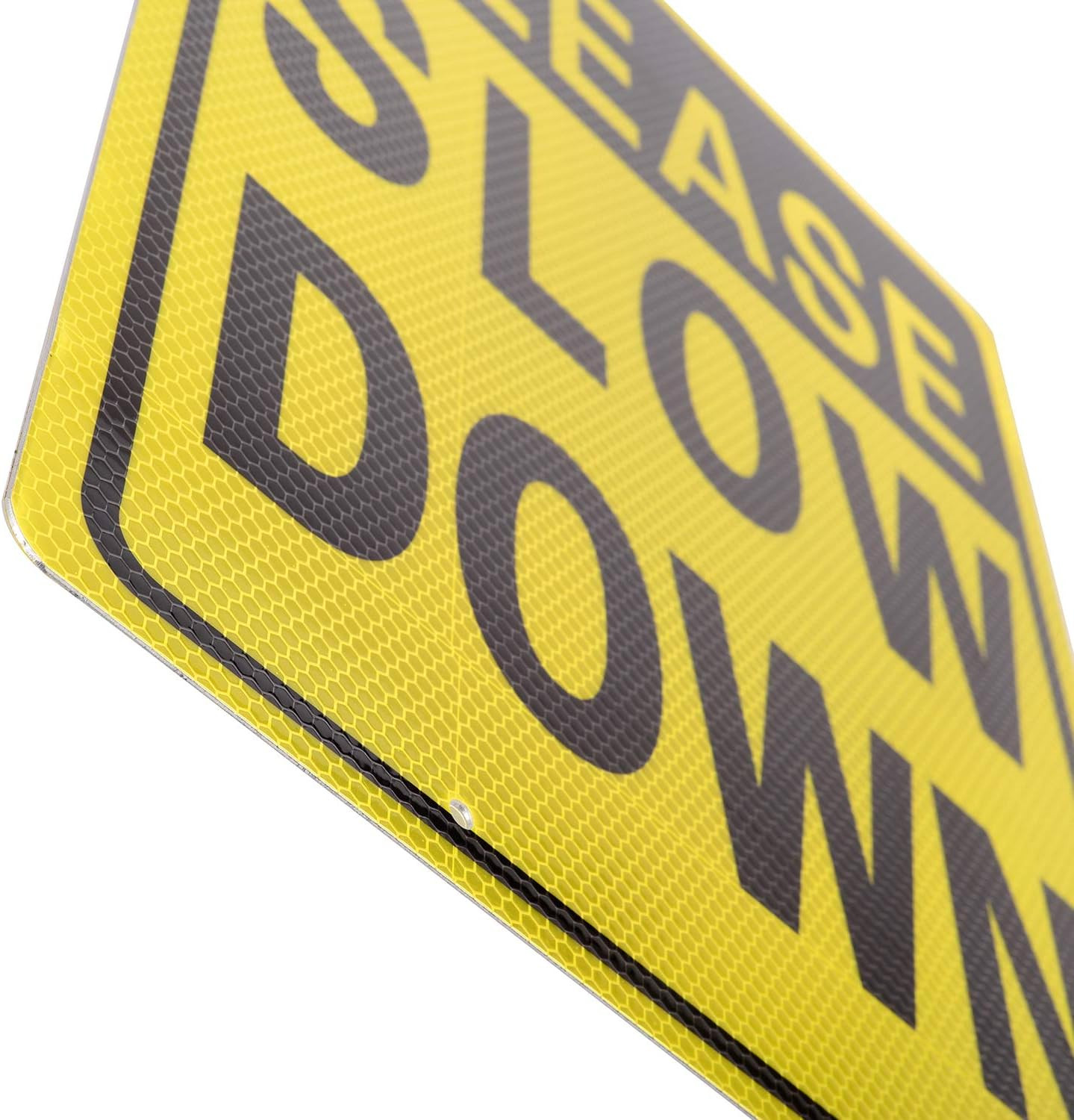Kichwit Please Slow down Sign, 16 Inch X 12 Inch/28 Inch High, Double Sided Alum