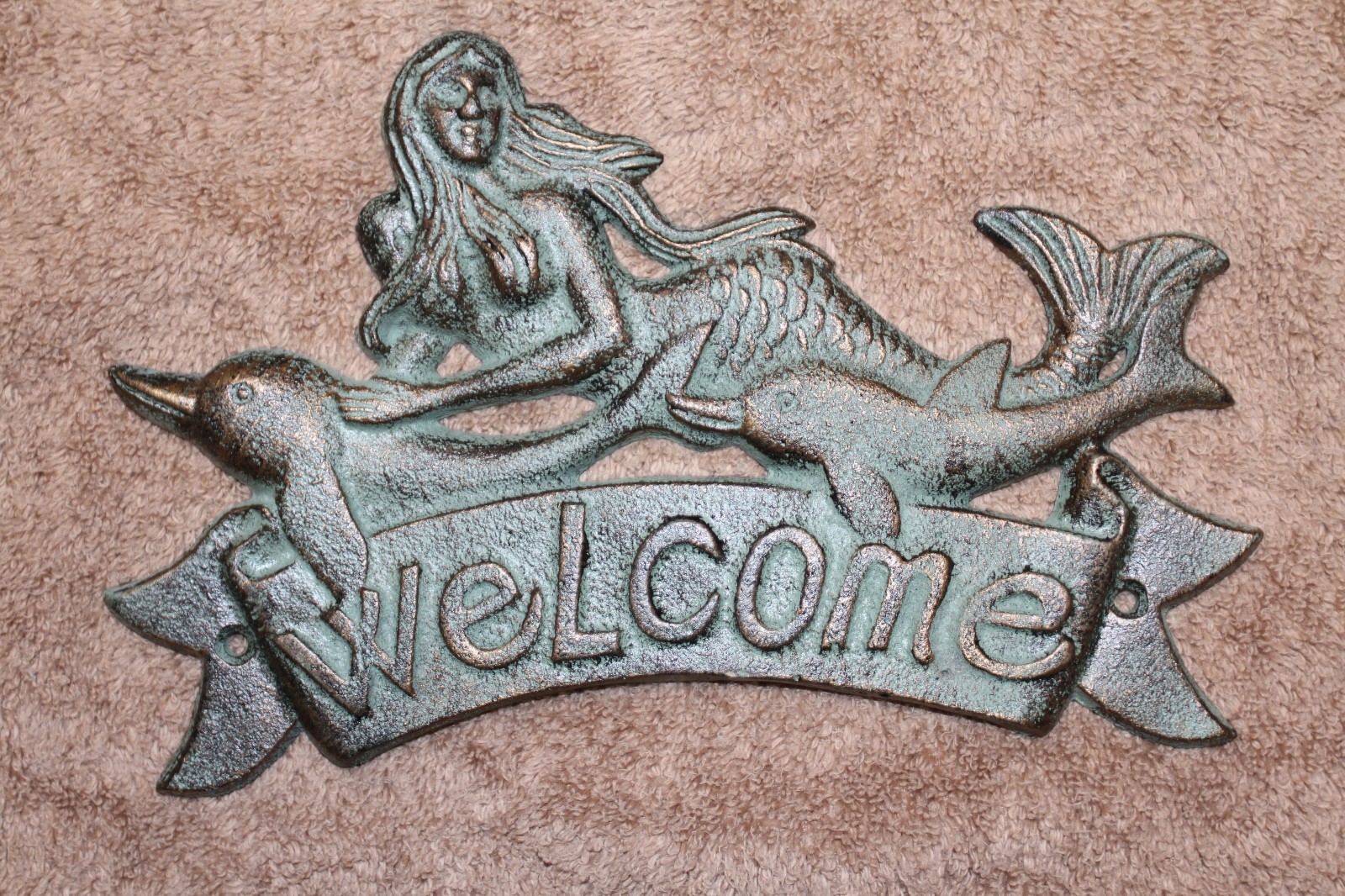 1-MERMAID WELCOME Wall Plaque,Mythical,Folklore,Beach Decor,Nautical Style,BL-40