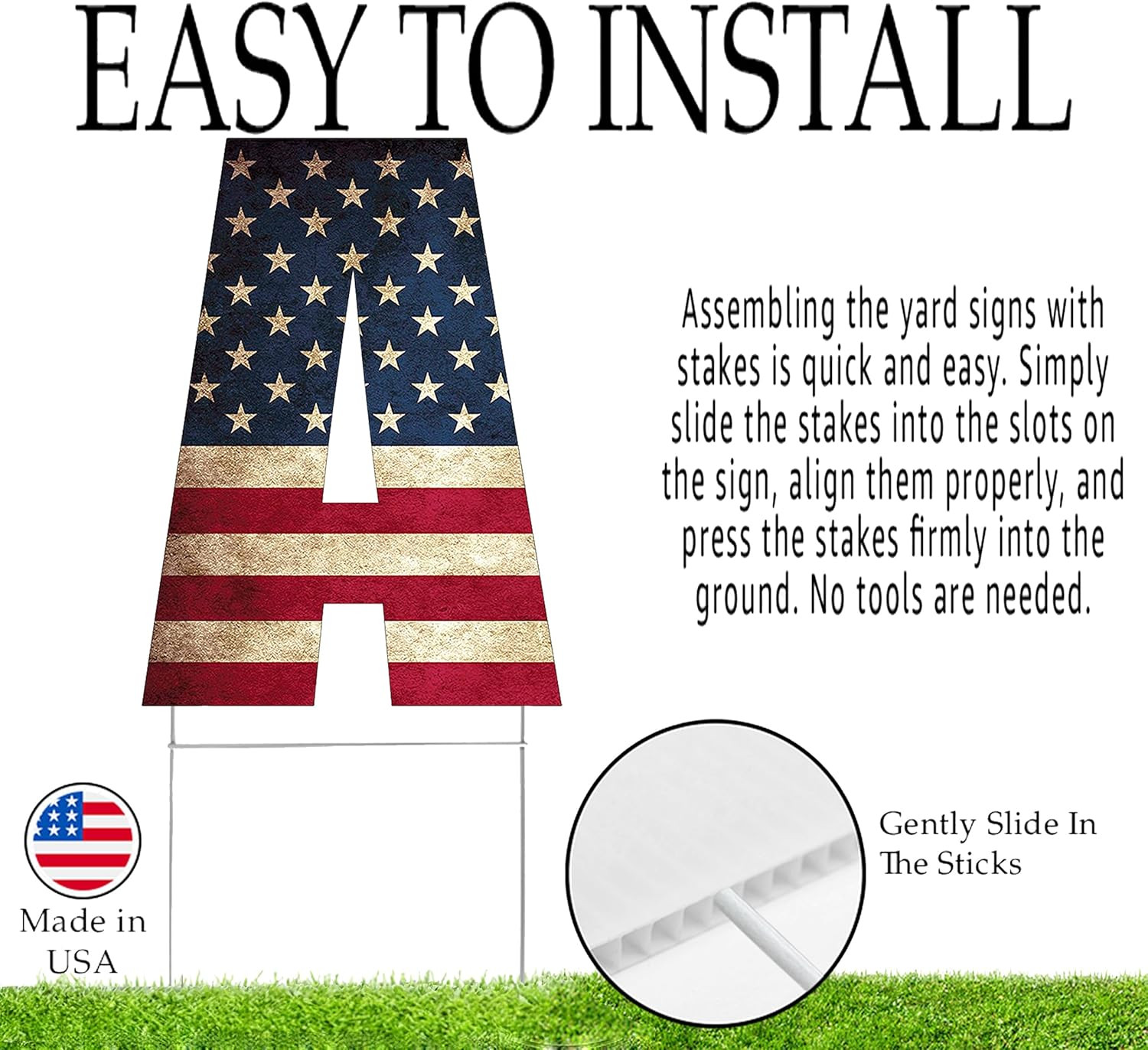 Rustic Large USA United States of America Patriotic Flag Yard Sign Home Decor La