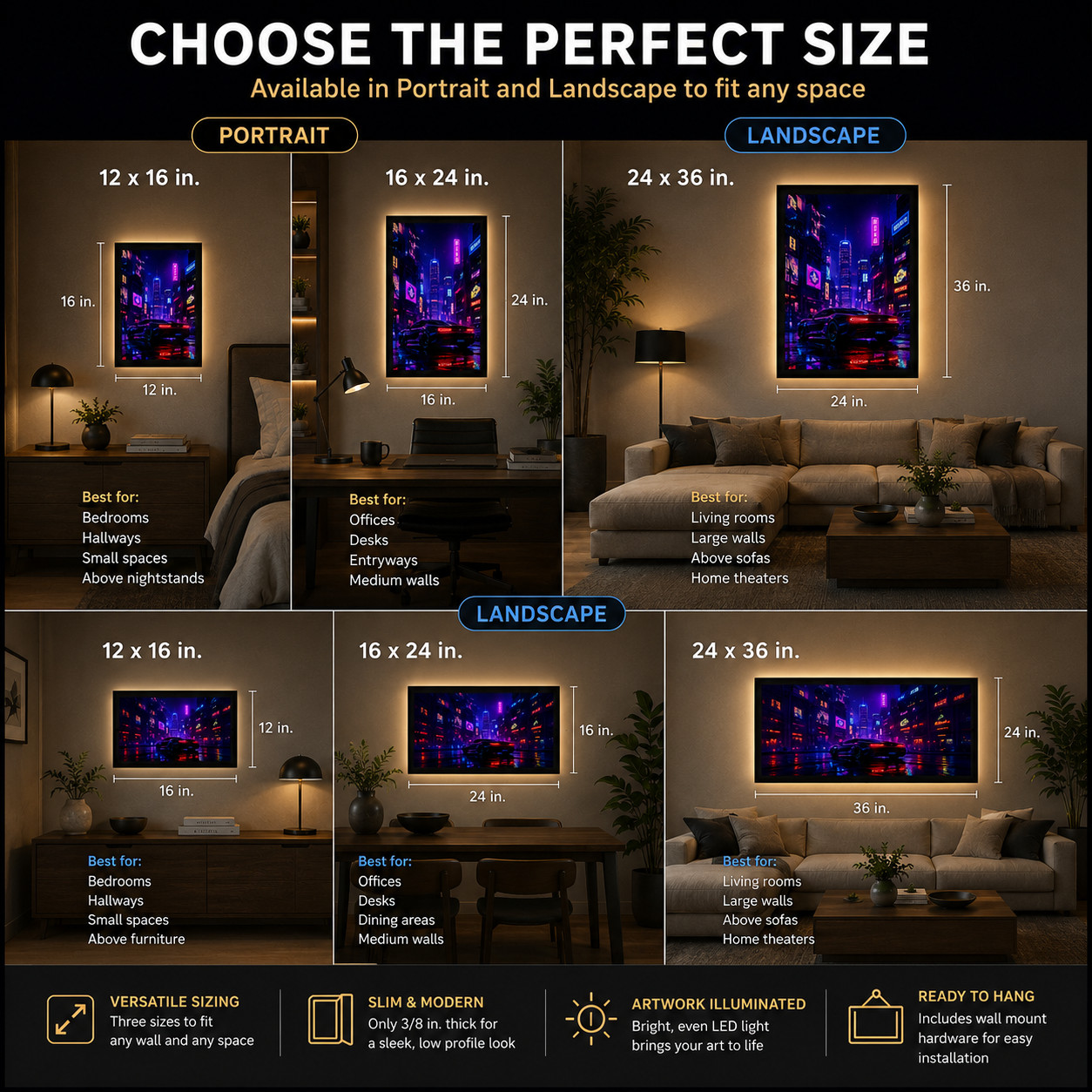 LED Backlit Cyberpunk Wall Art Lighted Frame – new york city night life