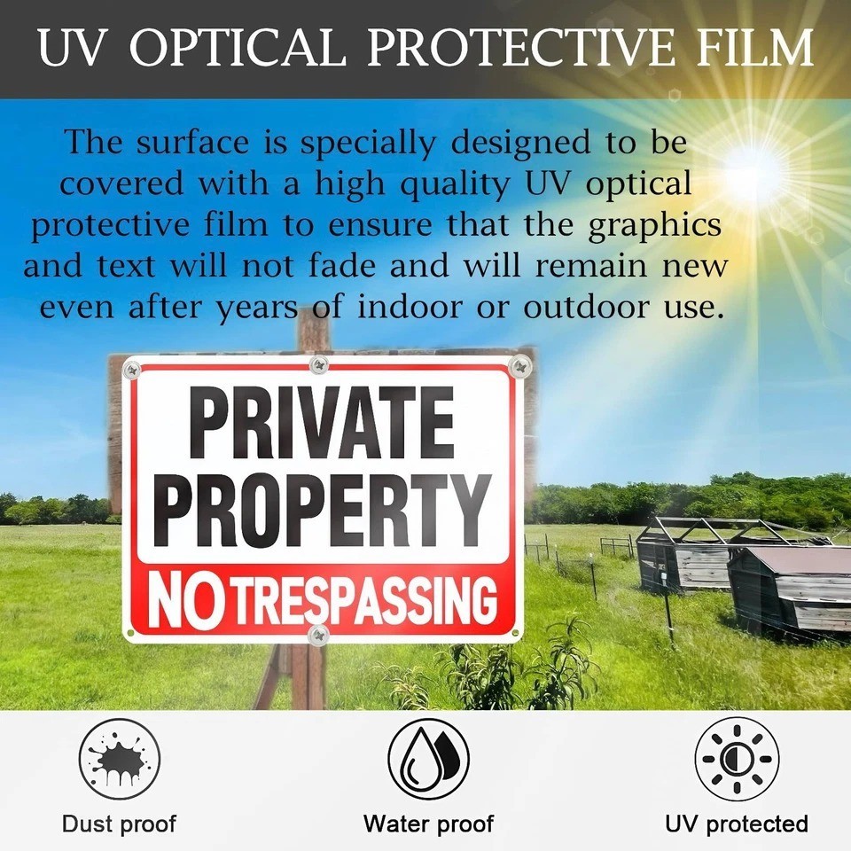 3 Pack Large Private Property No Trespassing Sign 8X12 Inch Rust Free Aluminum