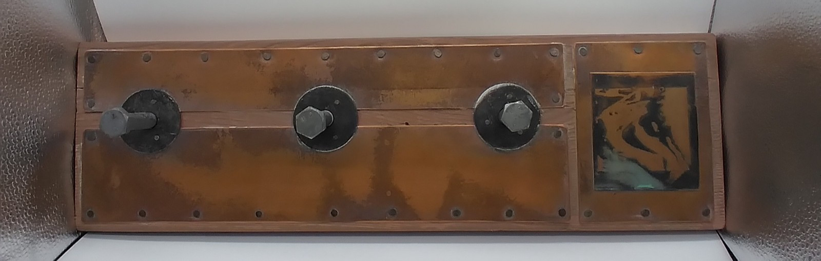 Hand-Crafted Gail Gering Wood & Copper Large Wall-Mount Coat Rack