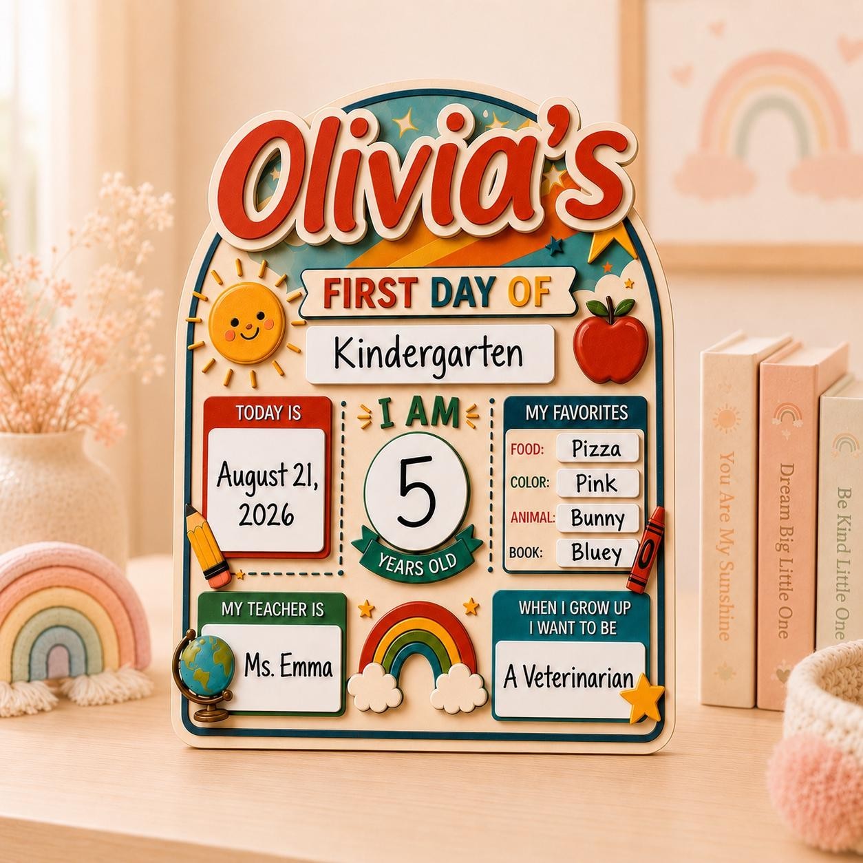 Personalized First & Last Day School Sign, Custom Back to School Board