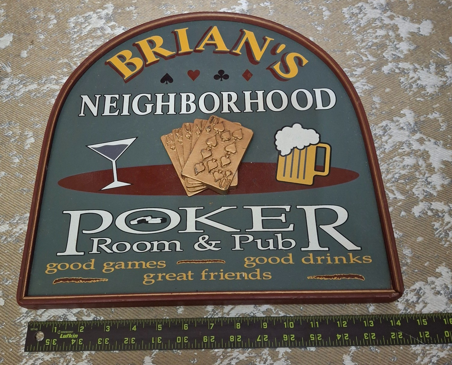 Brian Neighborhood Poker Room Sign Wall Decor Personalized Pub Bar Cards