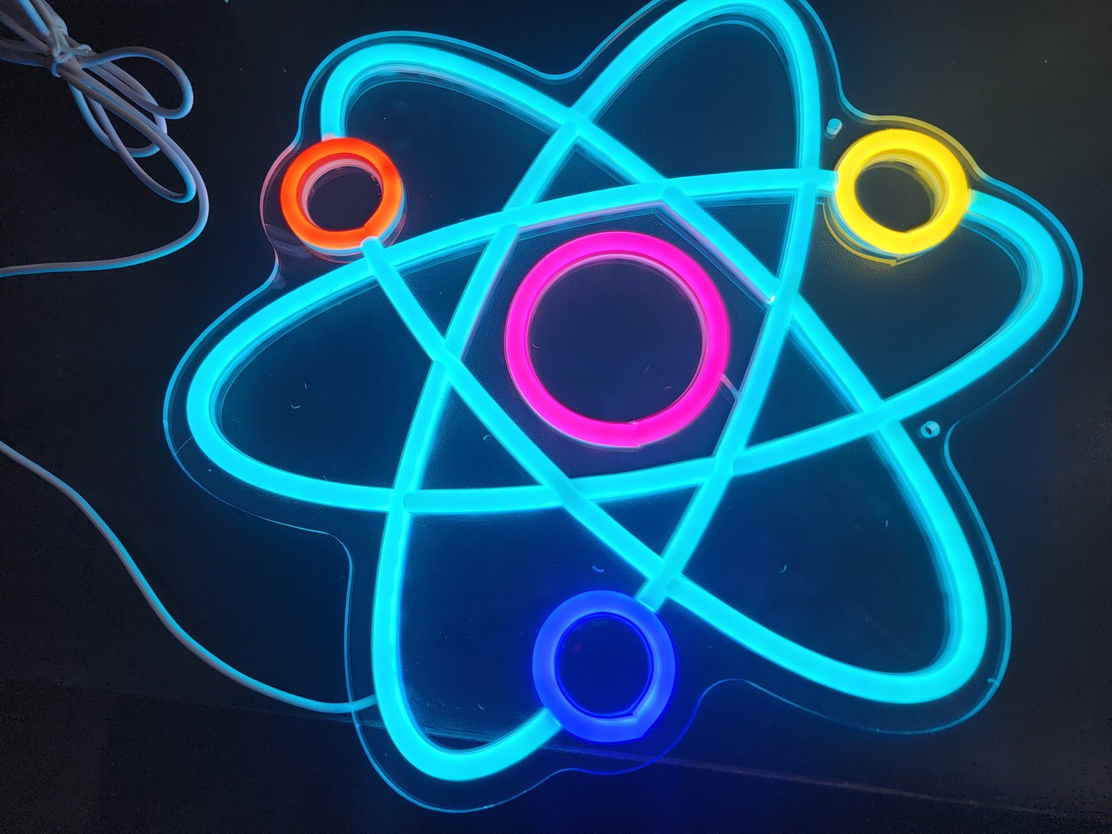 BLUE ATOM ATOMIC Custom Illuminated Glowing LED Neon Wall Art Sign