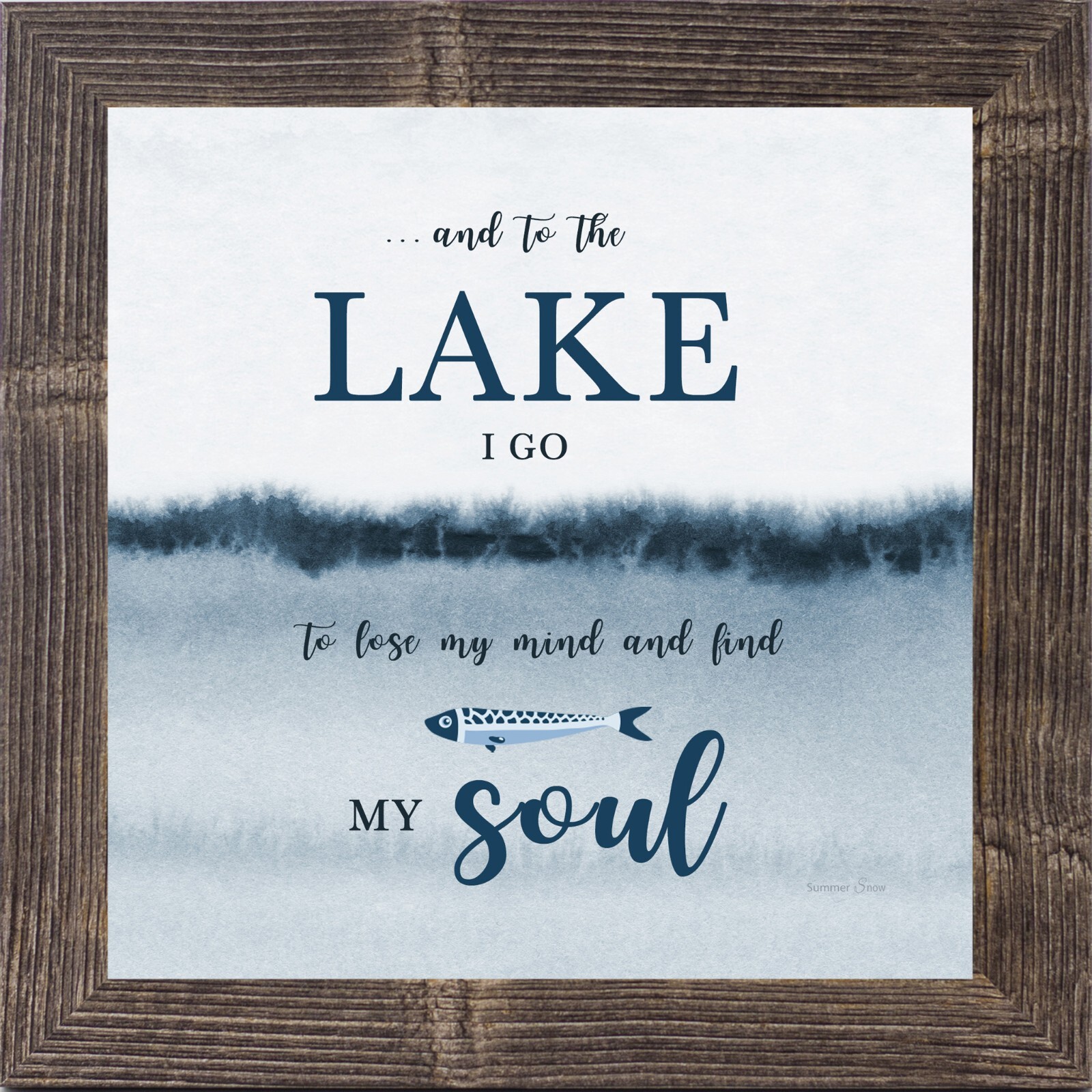 Lake Wall Art – “And to the Lake I Go” – Framed Cabin Decor by Summer Snow