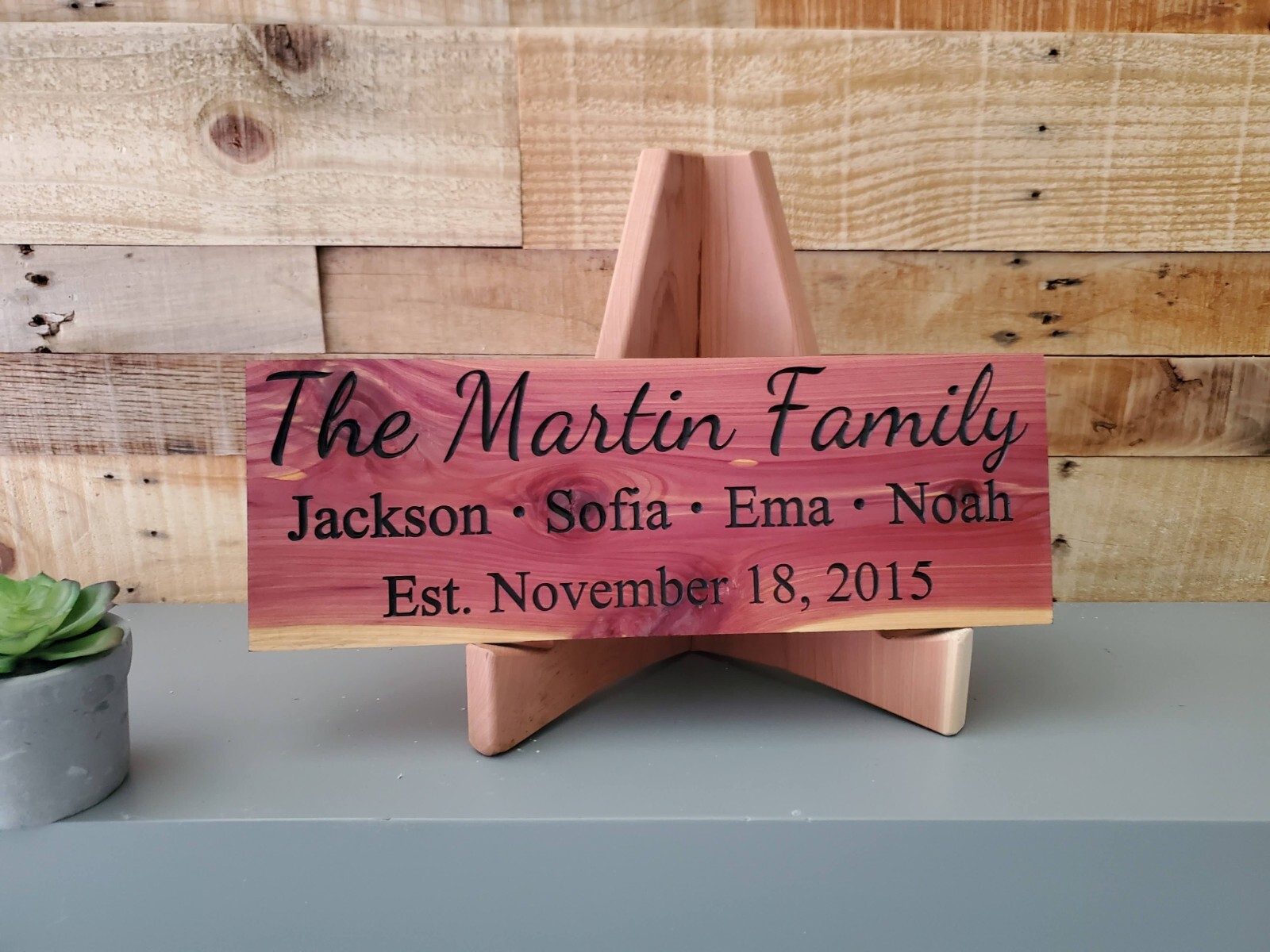 Carved Family Names Carved Wood Wall Art Wooden Plaque Established Date Sign