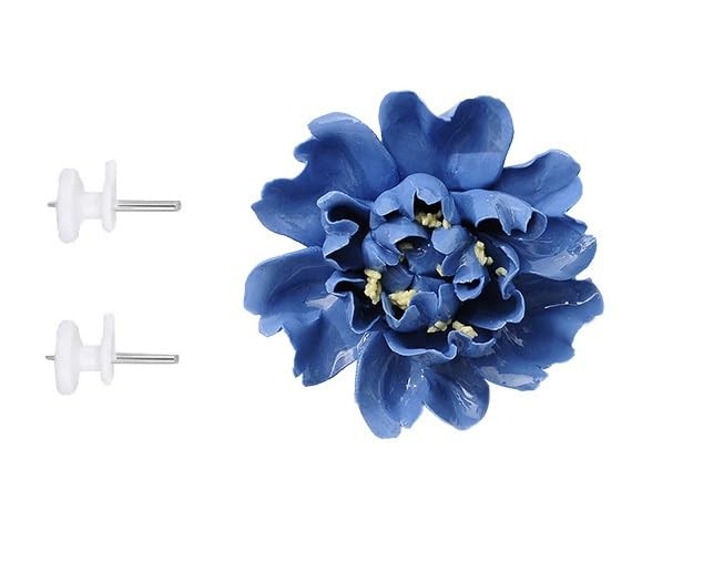 AMERRY 3D Flower Wall Art – Handmade Porcelain Decor (Blue, Crape Myrtle, 3.54″)