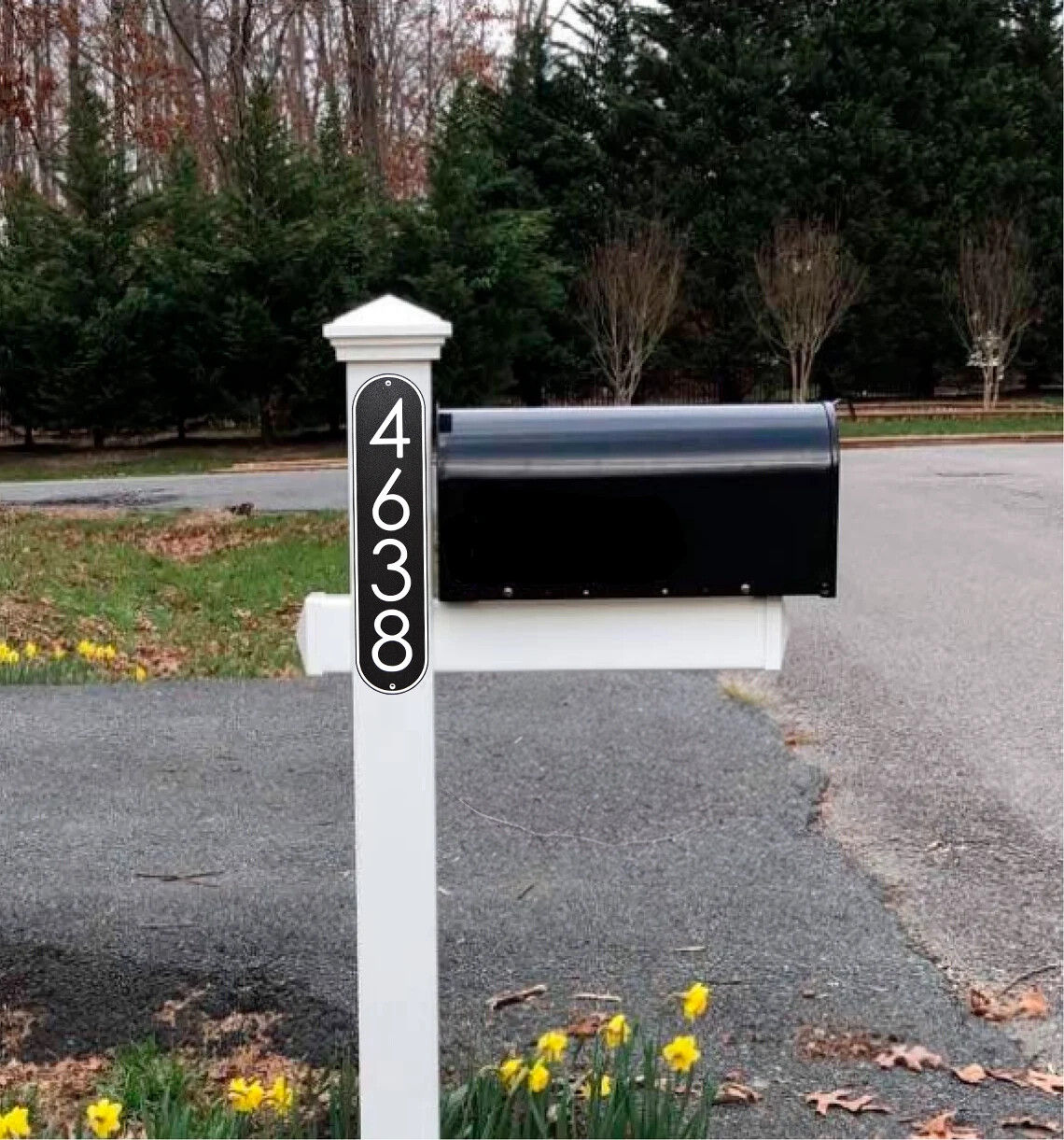 Modern House Numbers Address Sign Black with White Numbers Vertical Plaque 3.5″W