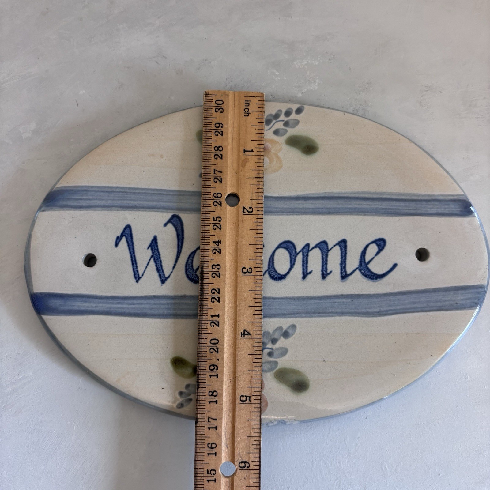 Hand Painted Oval Welcome Sign Louisville Stoneware Cottagecore Floral Soft Girl