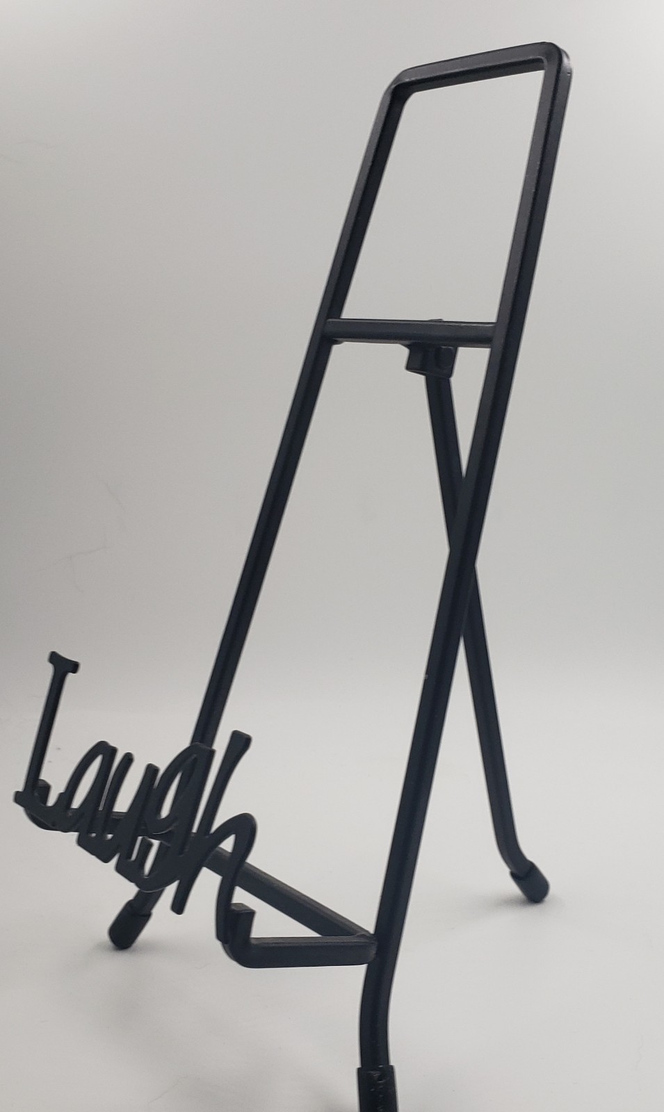 Set of 3 Black Metal Live, Laugh, Love Folding Plate Display Easels 10″ Tall