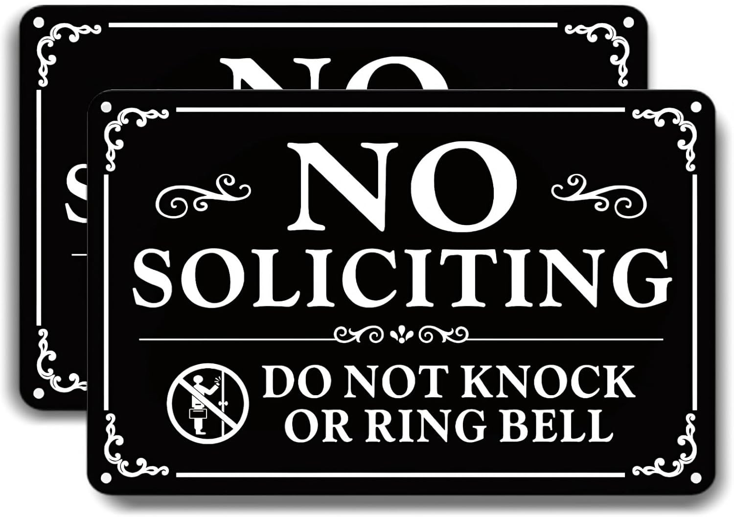 No Soliciting Sign for Front Door 9×6 Inches, Self – Adhesive Aluminum Sign