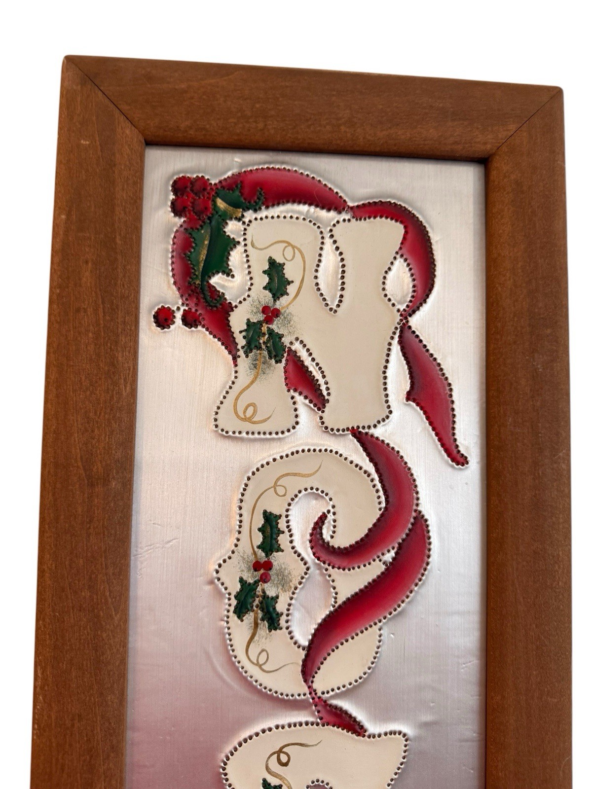 Tin Metal Country Christmas Wall Folk Art Signed The Pleasant Look Painted USA