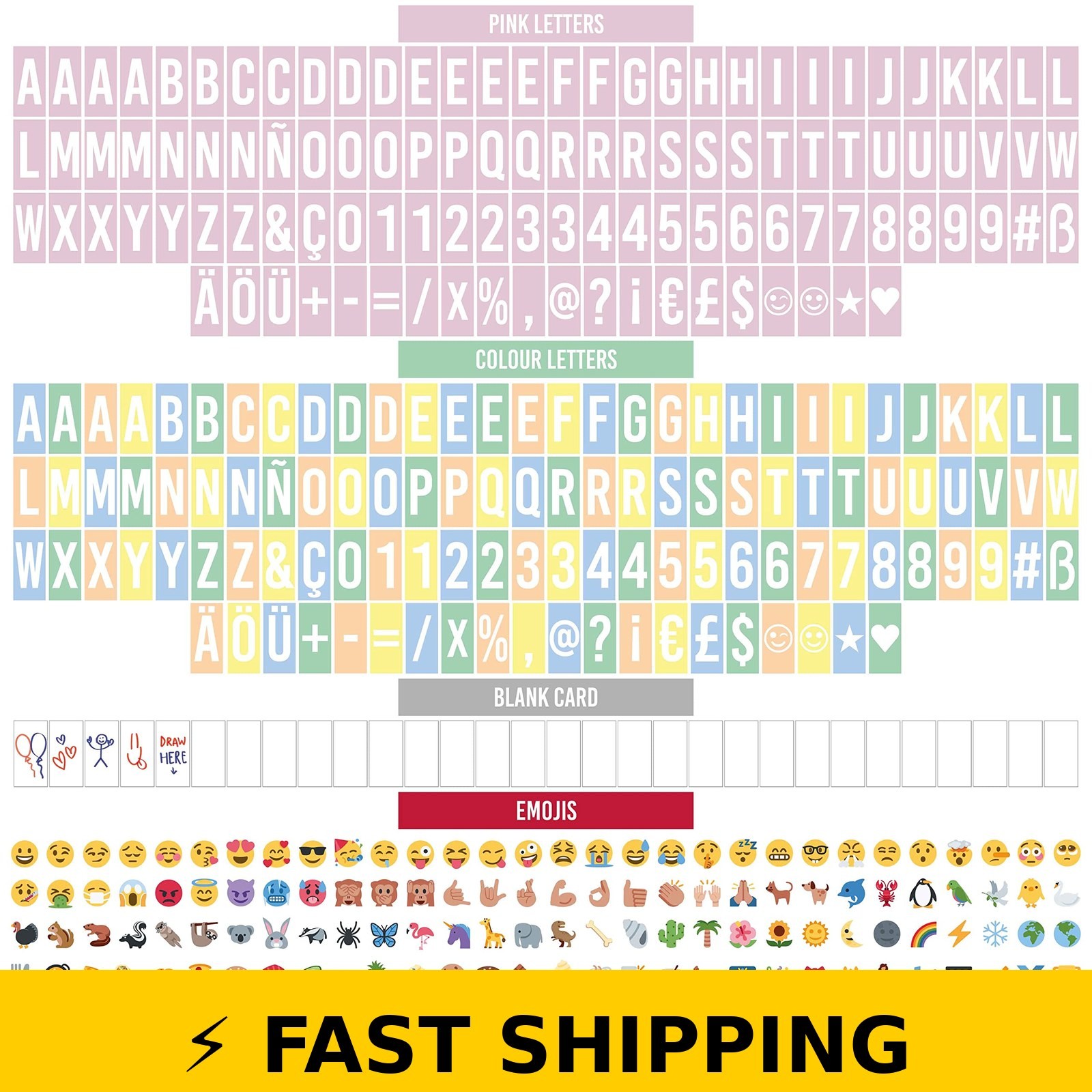BONNYCO Pink Cinema Light Box with 400 Letters & Emojis
