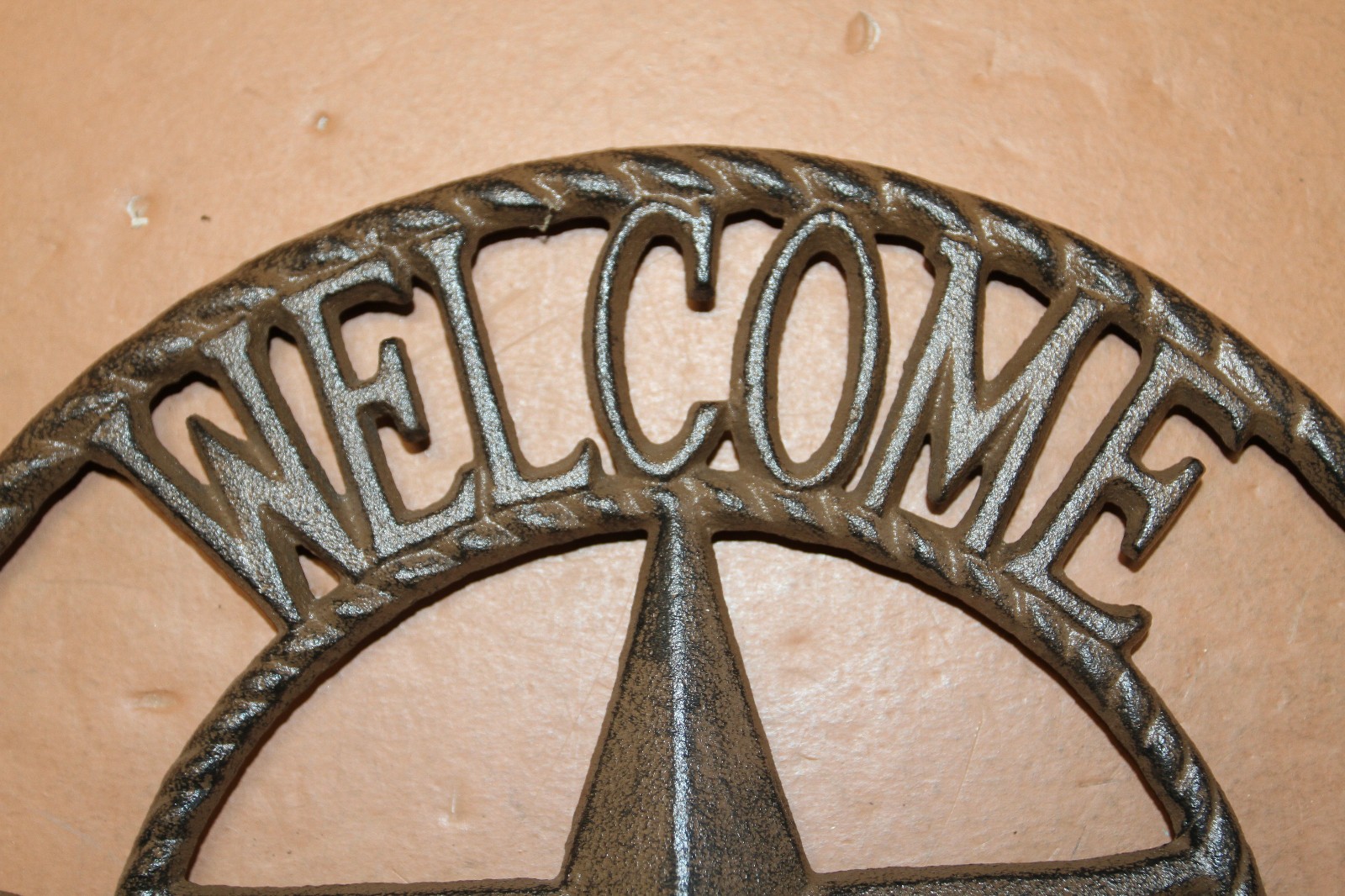 (1) Rustic Texas Welcome Plaque Heavy Cast Iron, 11 inch, H-109