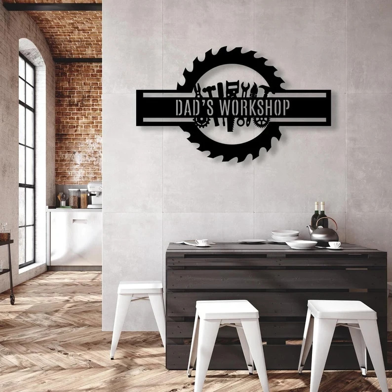 Personalized Workshop Metal Sign, Custom Garage Name Decor, Mechanic Wall Art
