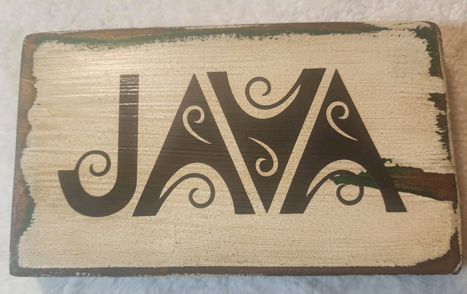 Handmade Rustic Wooden Sign ‘” 6 1/2 x 3 1/2″ “Java”