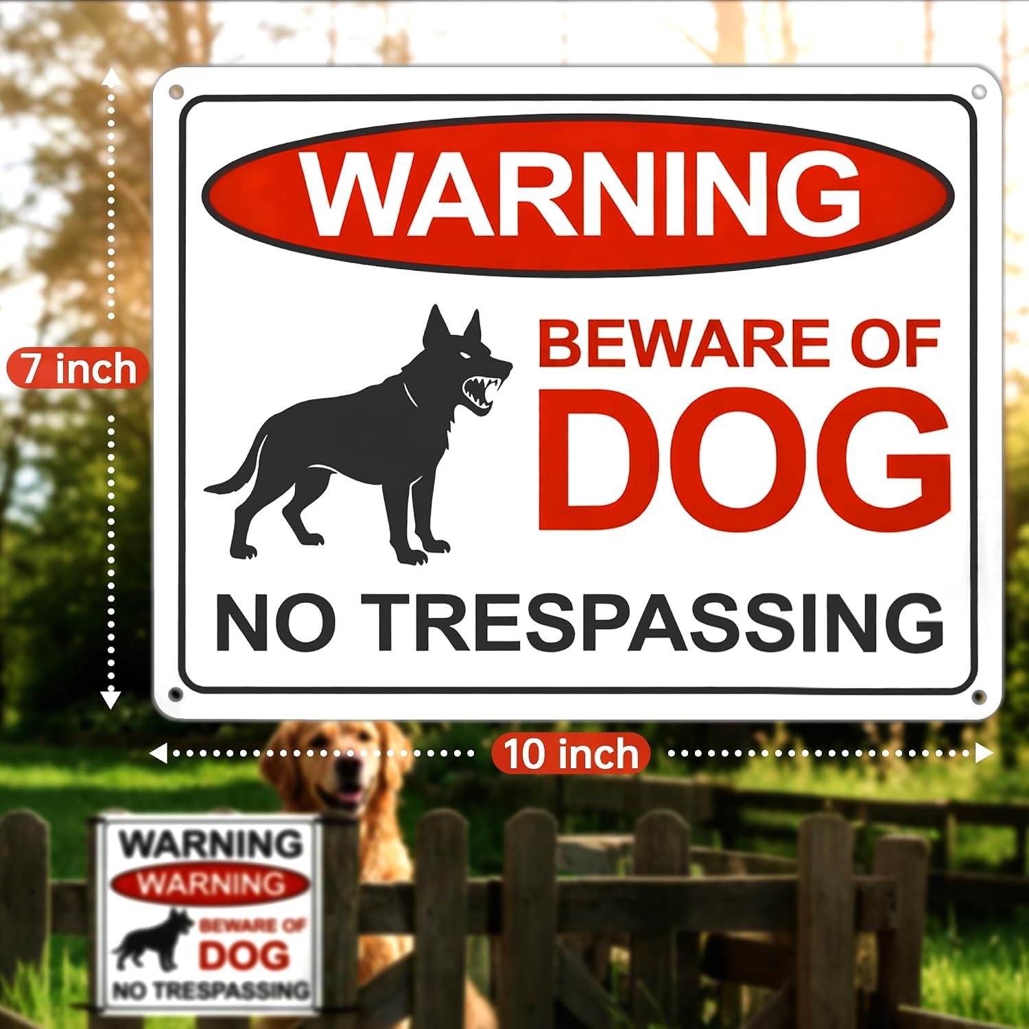 2 Pack Beware of Dog Sign, 10X7 Inch Reflective Aluminum Beware of Dog Signs for