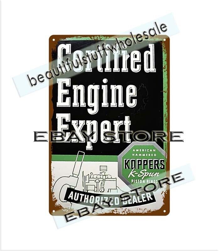 Koppers Piston Rings engine expert metal tin sign city wall decor