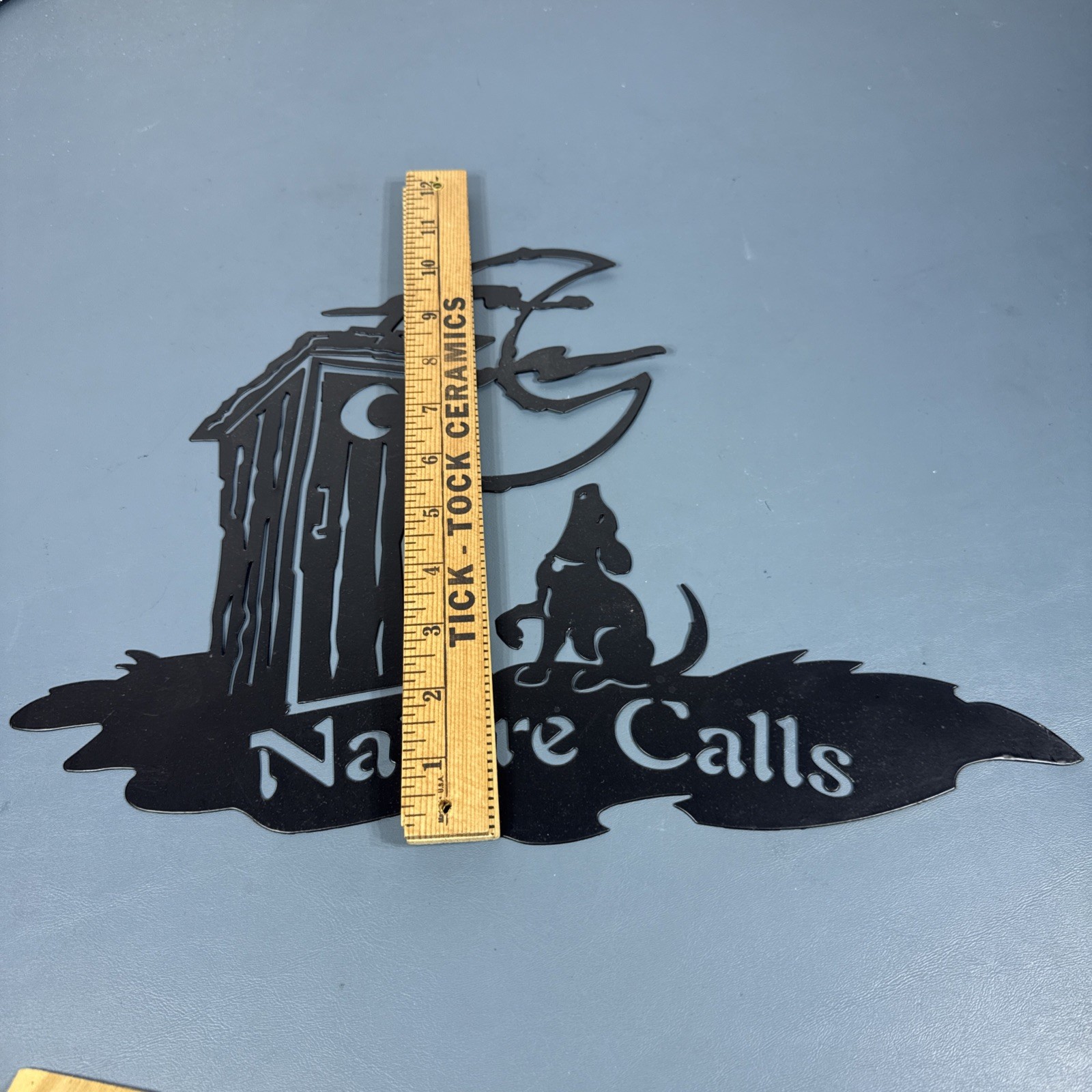 OUTHOUSE Nature Calls Dog Bathroom Wall Art Country Metal