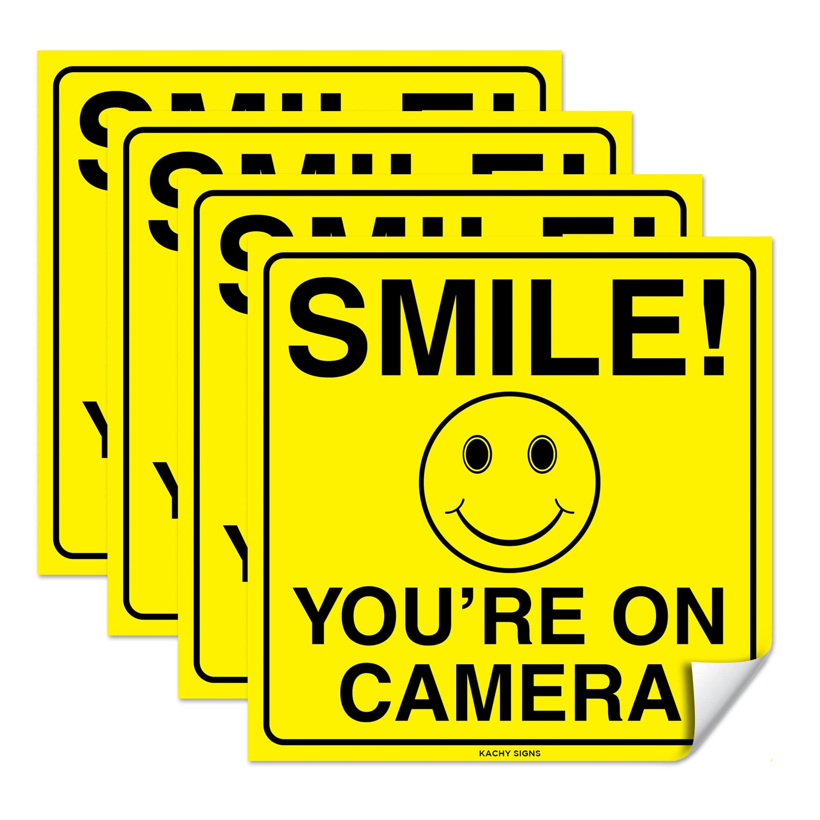 (Set of 4) Smile You’re On Camera Sticker – 6″ x 6″ – Durable Self Adhesive 4…