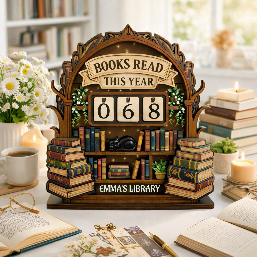 Personalized Reading Tracker Wooden Book Tracker Books Read Counter Custom