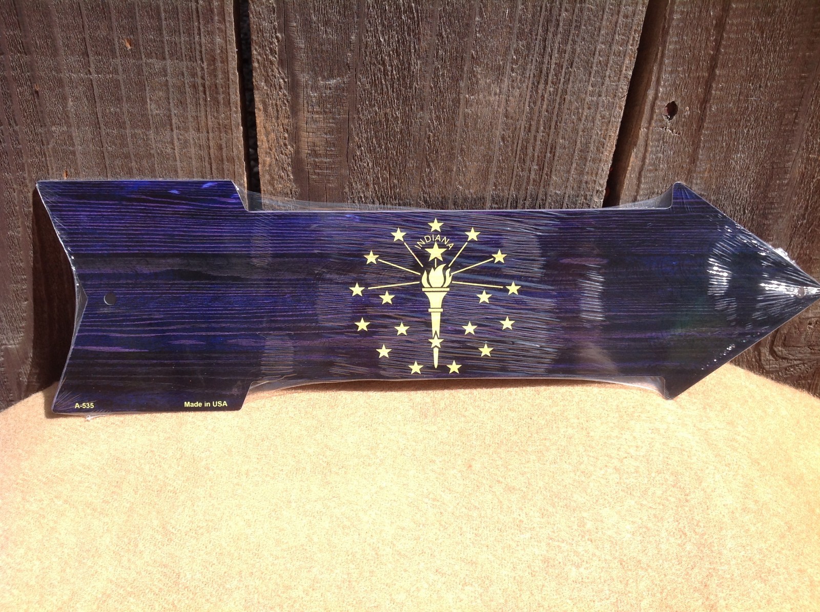 Indiana State Flag This Way To Arrow Sign Direction Novelty Metal 17″ x 5″