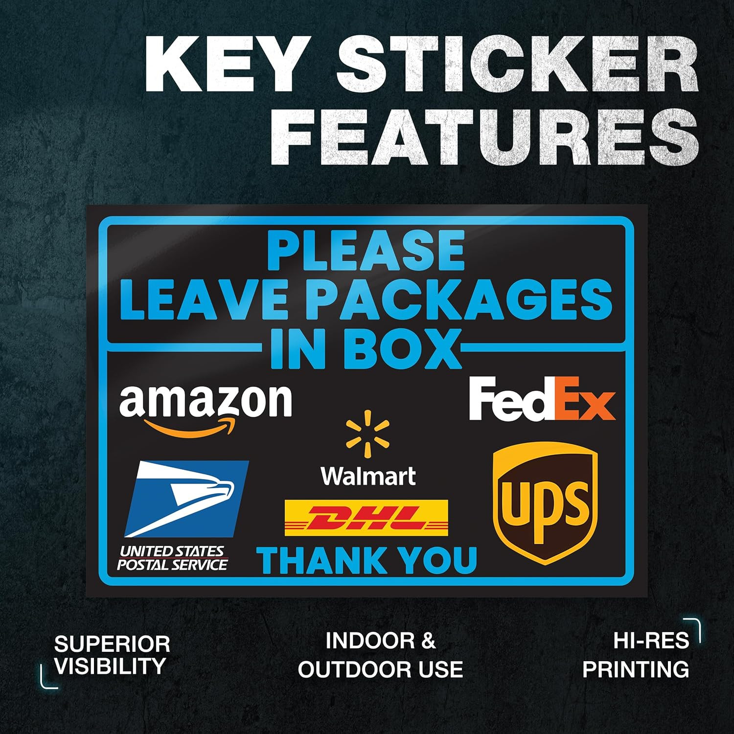 Leave Packages in Box Sticker, 10 X 7 Inch Reflective Package Delivery Sign with