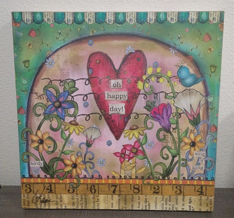 DEMDACO Lisa Kaus “Oh Happy Day” Wall Art #100321 Large 16×16 Mixed Media