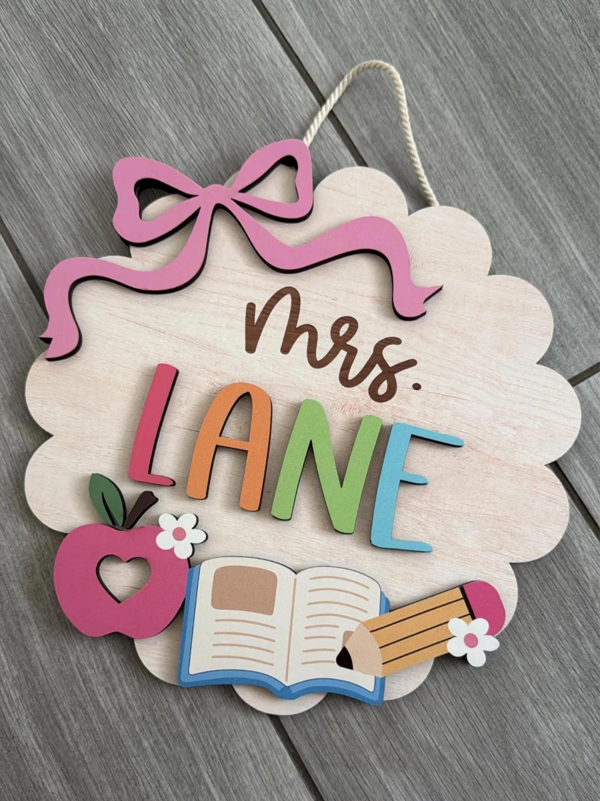Personalized 2-layers Teacher Door Sign: Back to School Classroom Decor
