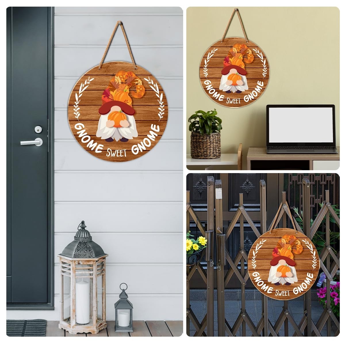 Interchangeable Gnome Welcome Sign – Seasonal Door Decoration for All Holidays,