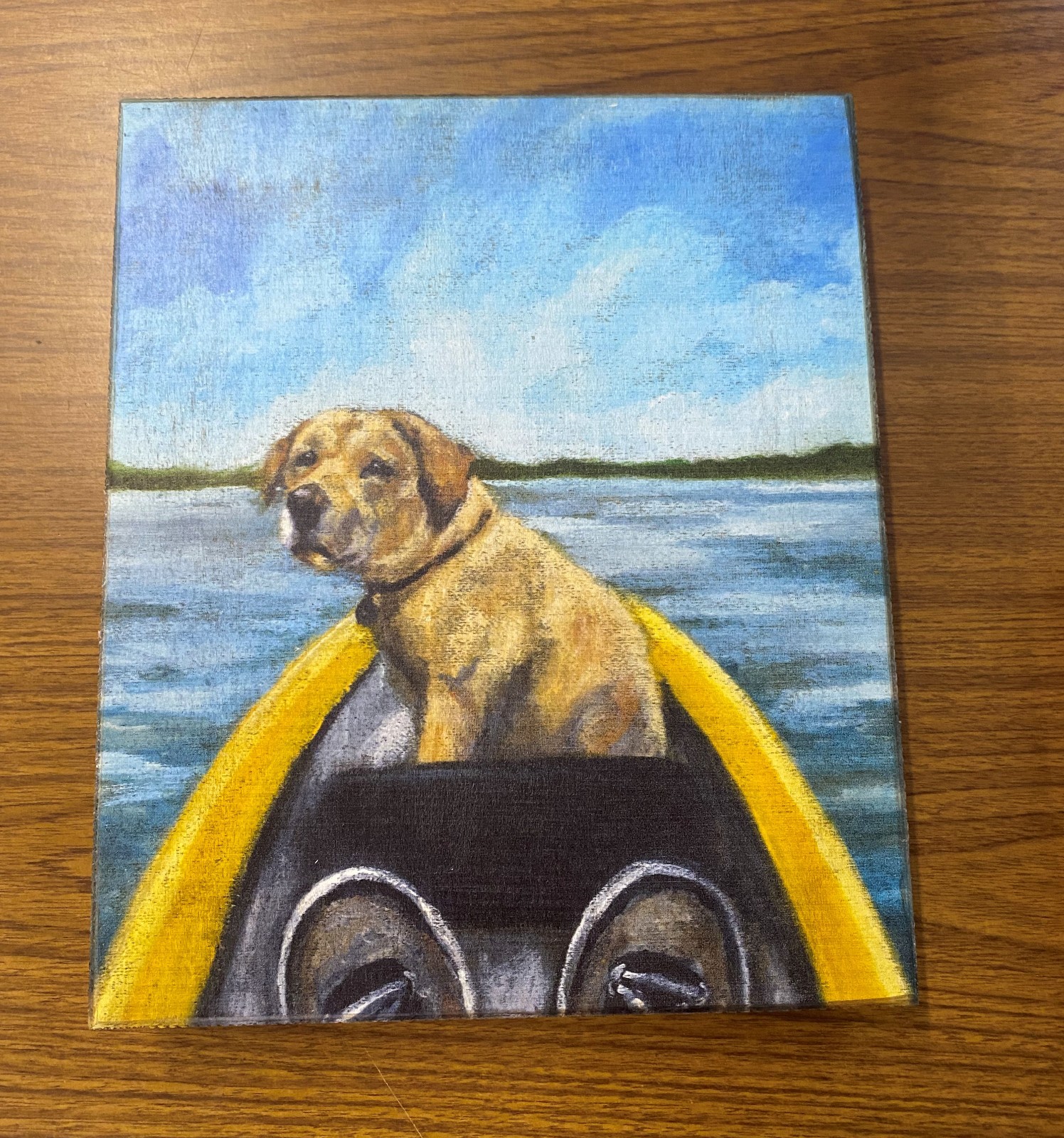 Primitives By Kathy Dog In Canoe Box Sign 10″ x 12″ x 1.75″ Home Decor NEW