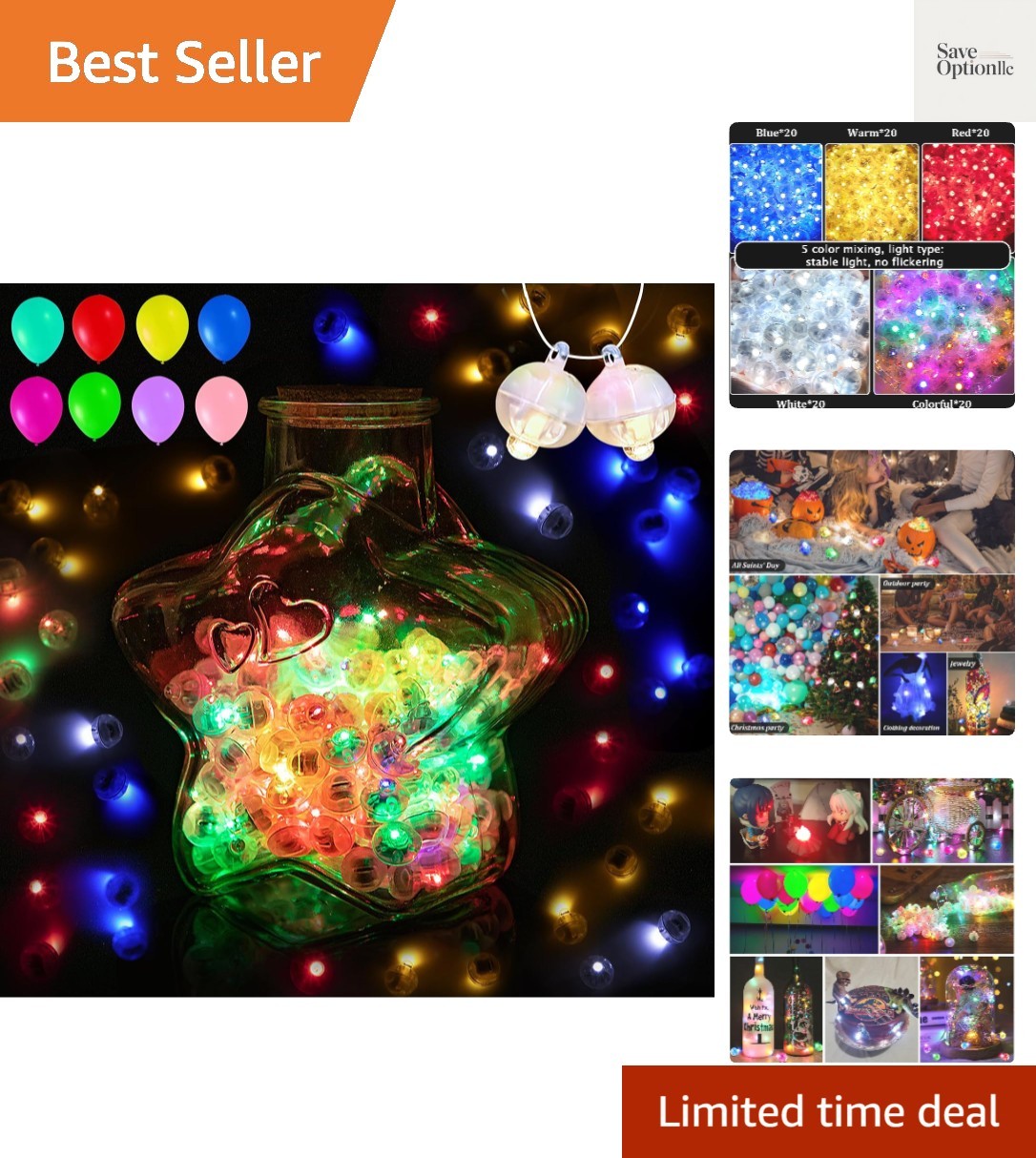 100Pcs Balloon Lights with Short Hanging Strings, 5 Mix Colors Mini LED Light…